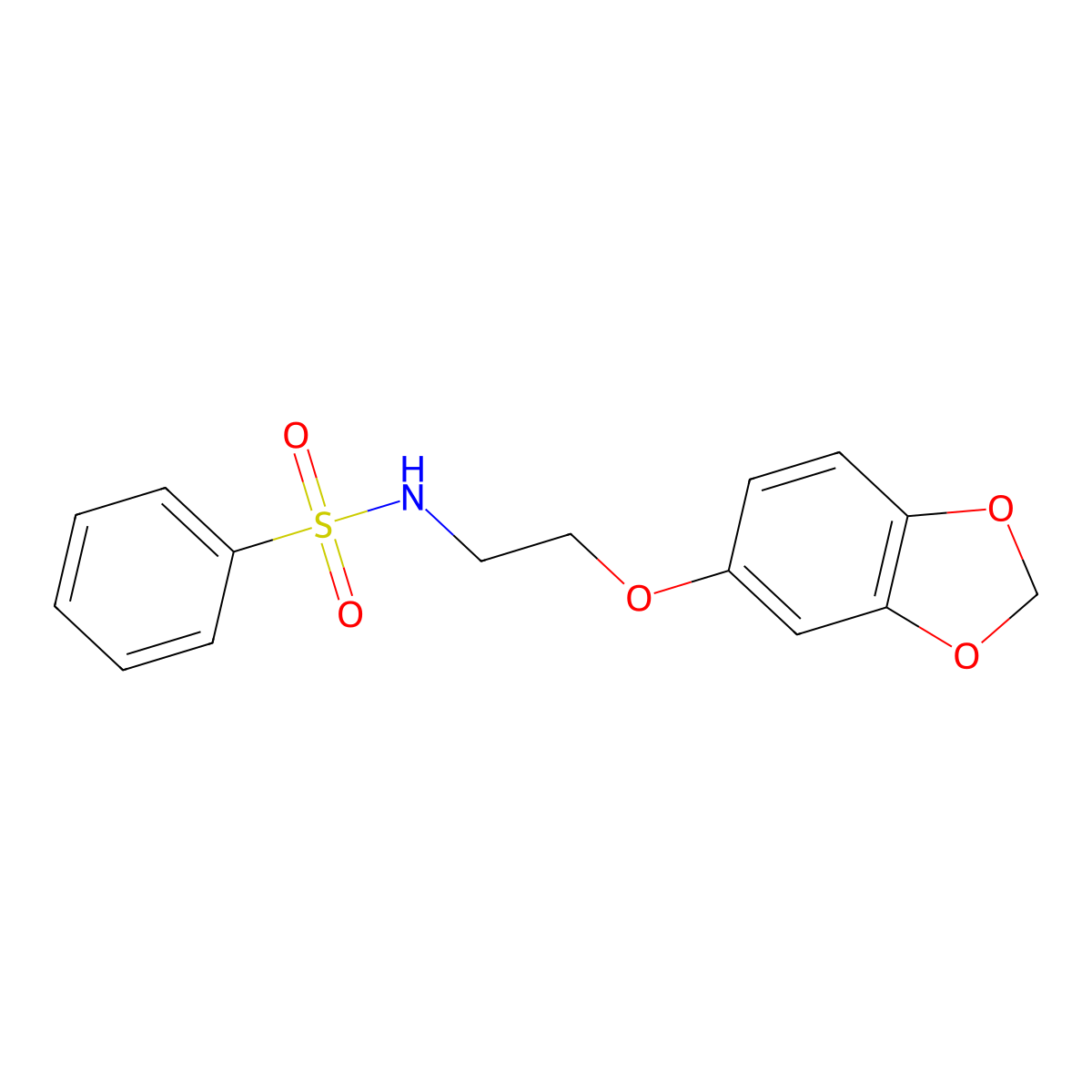 N-(2-(benzo[d][1,3]dioxol-5-yloxy)ethyl)benzenesulfonamide molecular structure, CAS 1105204-86-1