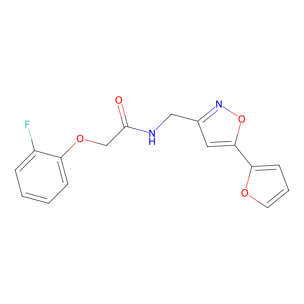 2-(2-fluorophenoxy)-N-((5-(furan-2-yl)isoxazol-3-yl)methyl)acetamide molecular structure, CAS 1105204-87-2