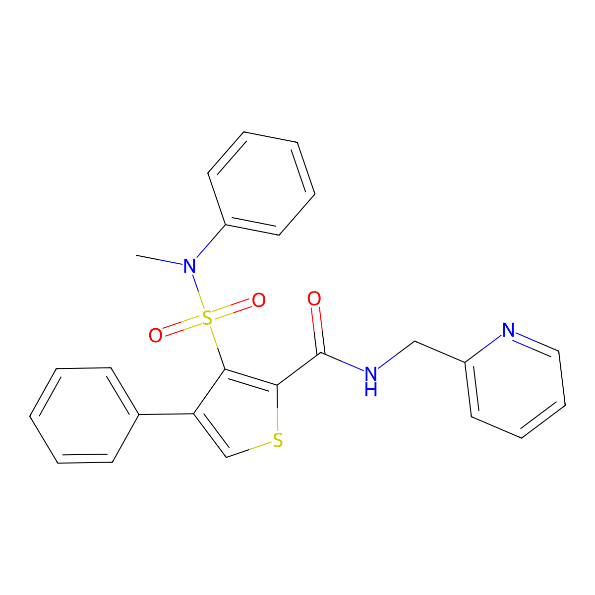 3-[methyl(phenyl)sulfamoyl]-4-phenyl-N-(pyridin-2-ylmethyl)thiophene-2-carboxamide molecular structure, CAS 1105204-91-8