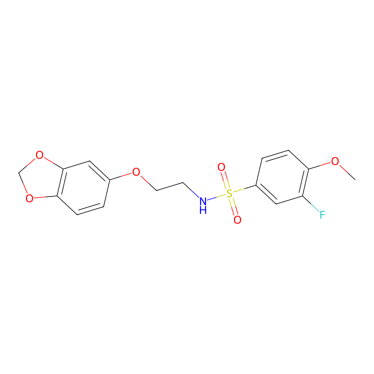 N-(2-(benzo[d][1,3]dioxol-5-yloxy)ethyl)-3-fluoro-4-methoxybenzenesulfonamide molecular structure, CAS 1105204-92-9