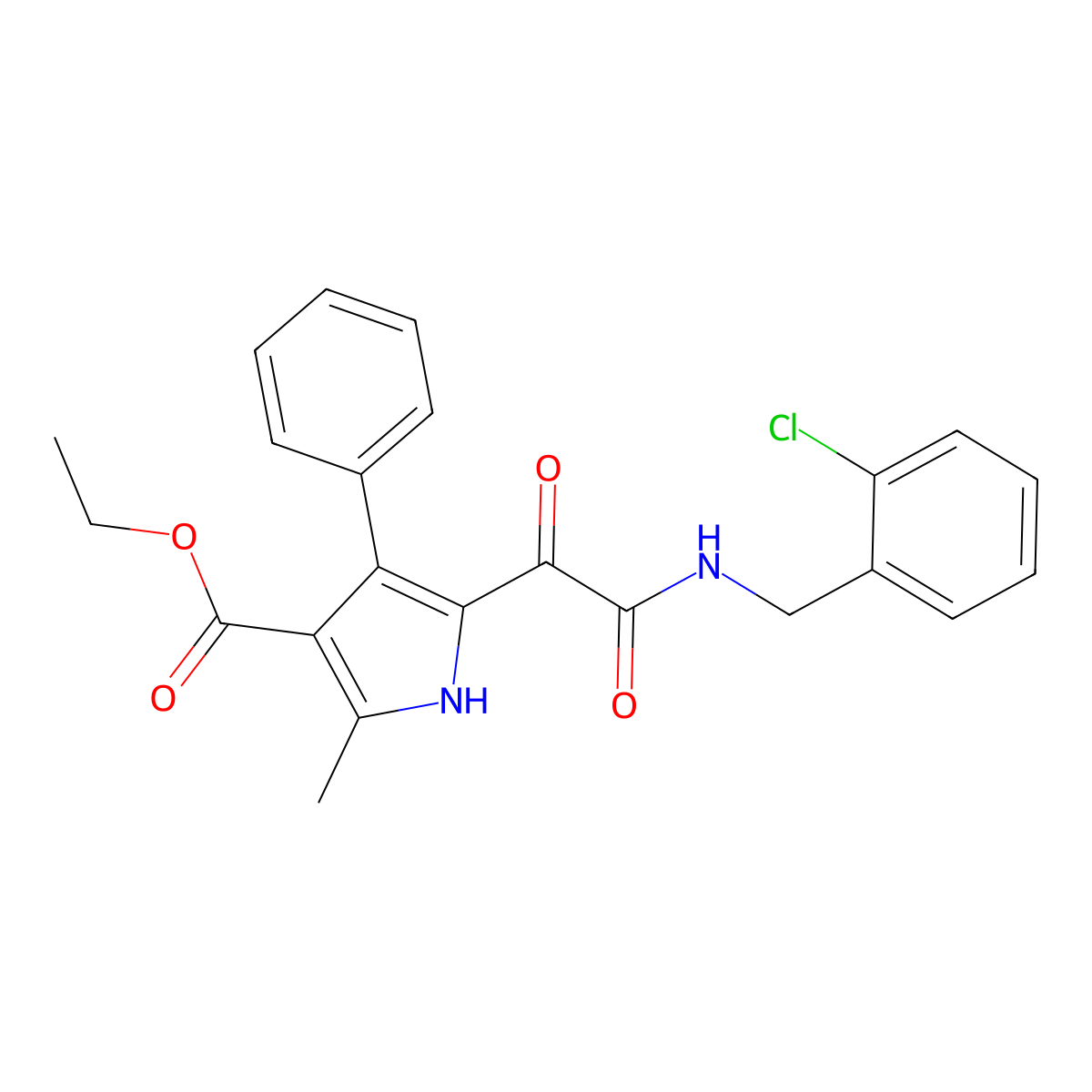 ethyl 5-(2-((2-chlorobenzyl)amino)-2-oxoacetyl)-2-methyl-4-phenyl-1H-pyrrole-3-carboxylate molecular structure, CAS 1105204-97-4