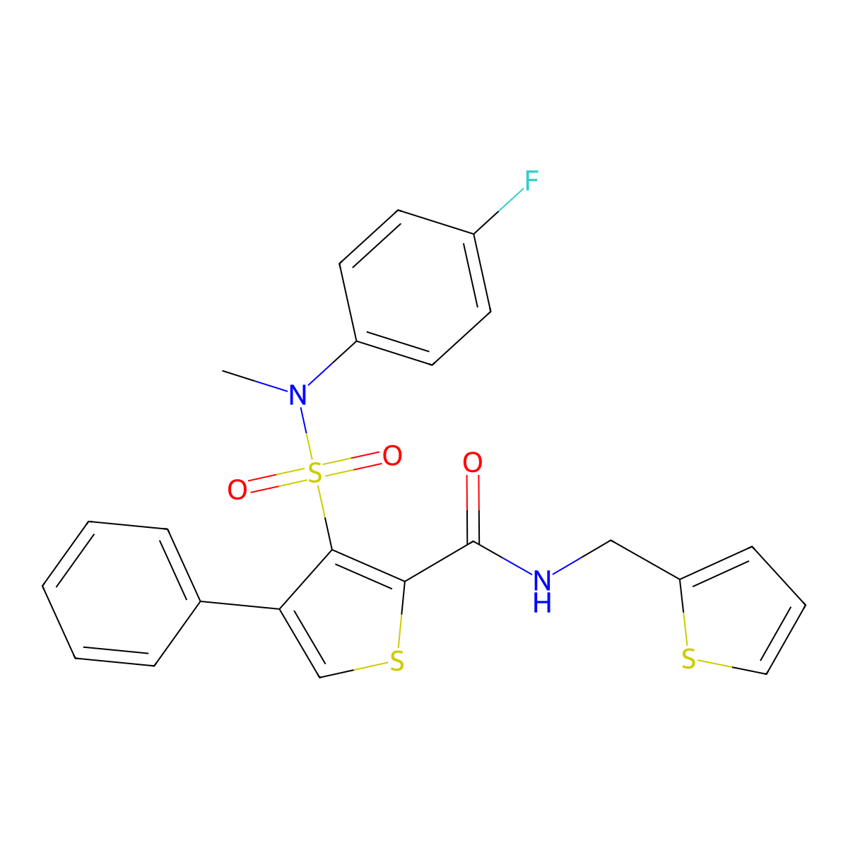 3-[(4-fluorophenyl)(methyl)sulfamoyl]-4-phenyl-N-(thiophen-2-ylmethyl)thiophene-2-carboxamide molecular structure, CAS 1105204-98-5