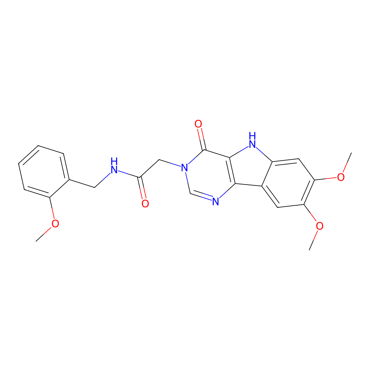 2-{7,8-dimethoxy-4-oxo-3H,4H,5H-pyrimido[5,4-b]indol-3-yl}-N-[(2-methoxyphenyl)methyl]acetamide molecular structure, CAS 1105205-05-7