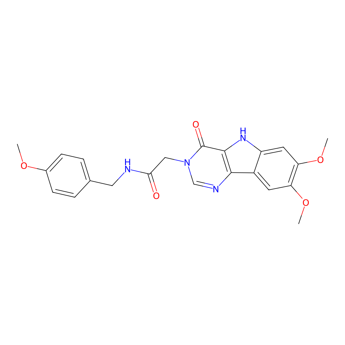 2-(7,8-dimethoxy-4-oxo-4,5-dihydro-3H-pyrimido[5,4-b]indol-3-yl)-N-(4-methoxybenzyl)acetamide molecular structure, CAS 1105205-12-6