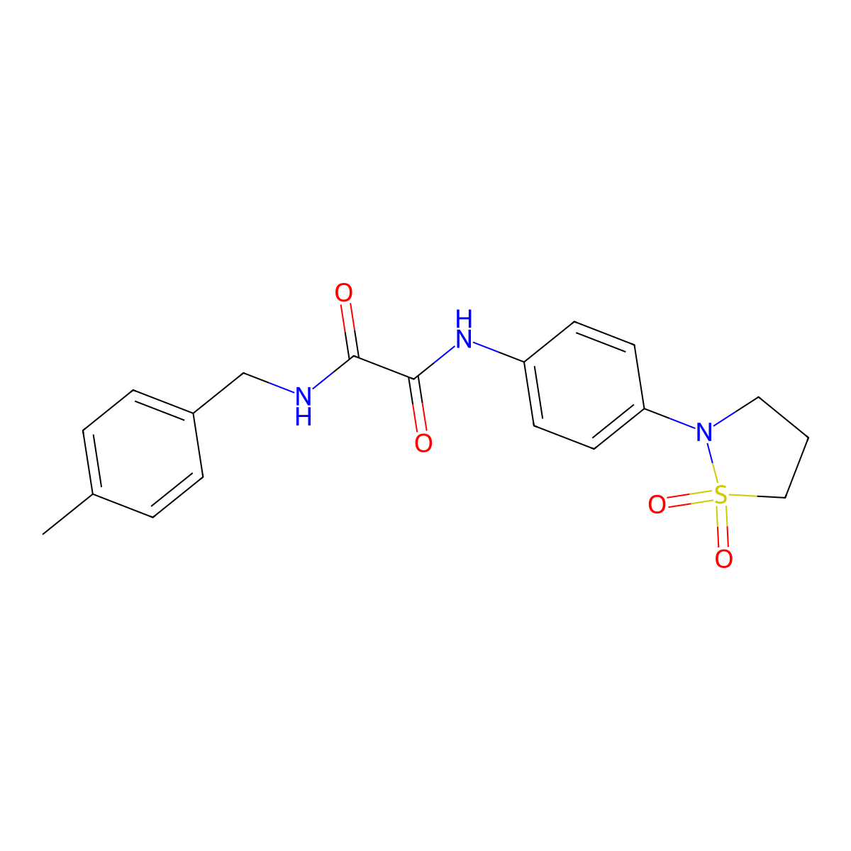 N1-(4-(1,1-dioxidoisothiazolidin-2-yl)phenyl)-N2-(4-methylbenzyl)oxalamide molecular structure, CAS 1105205-17-1