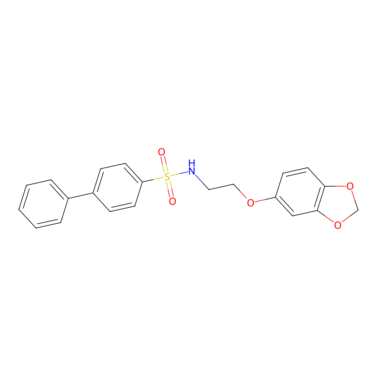 N-(2-(benzo[d][1,3]dioxol-5-yloxy)ethyl)-[1,1'-biphenyl]-4-sulfonamide molecular structure, CAS 1105205-19-3