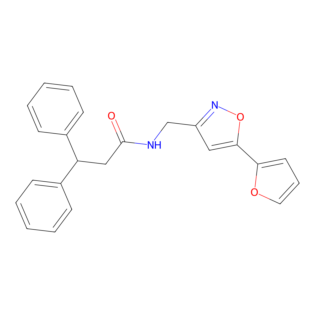 N-((5-(furan-2-yl)isoxazol-3-yl)methyl)-3,3-diphenylpropanamide molecular structure, CAS 1105205-20-6
