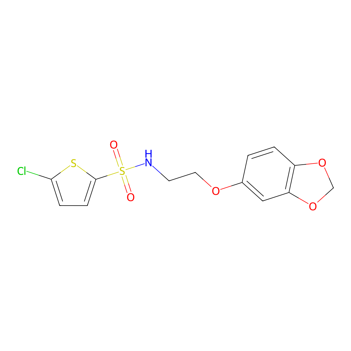 N-(2-(benzo[d][1,3]dioxol-5-yloxy)ethyl)-5-chlorothiophene-2-sulfonamide molecular structure, CAS 1105205-25-1