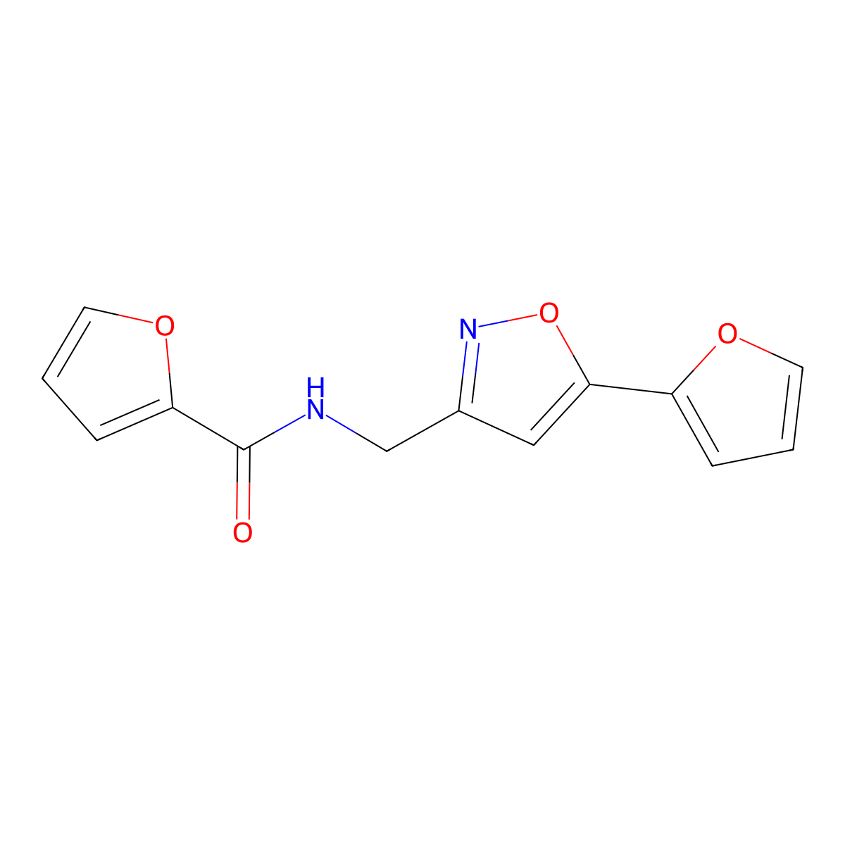 N-((5-(furan-2-yl)isoxazol-3-yl)methyl)furan-2-carboxamide molecular structure, CAS 1105205-26-2