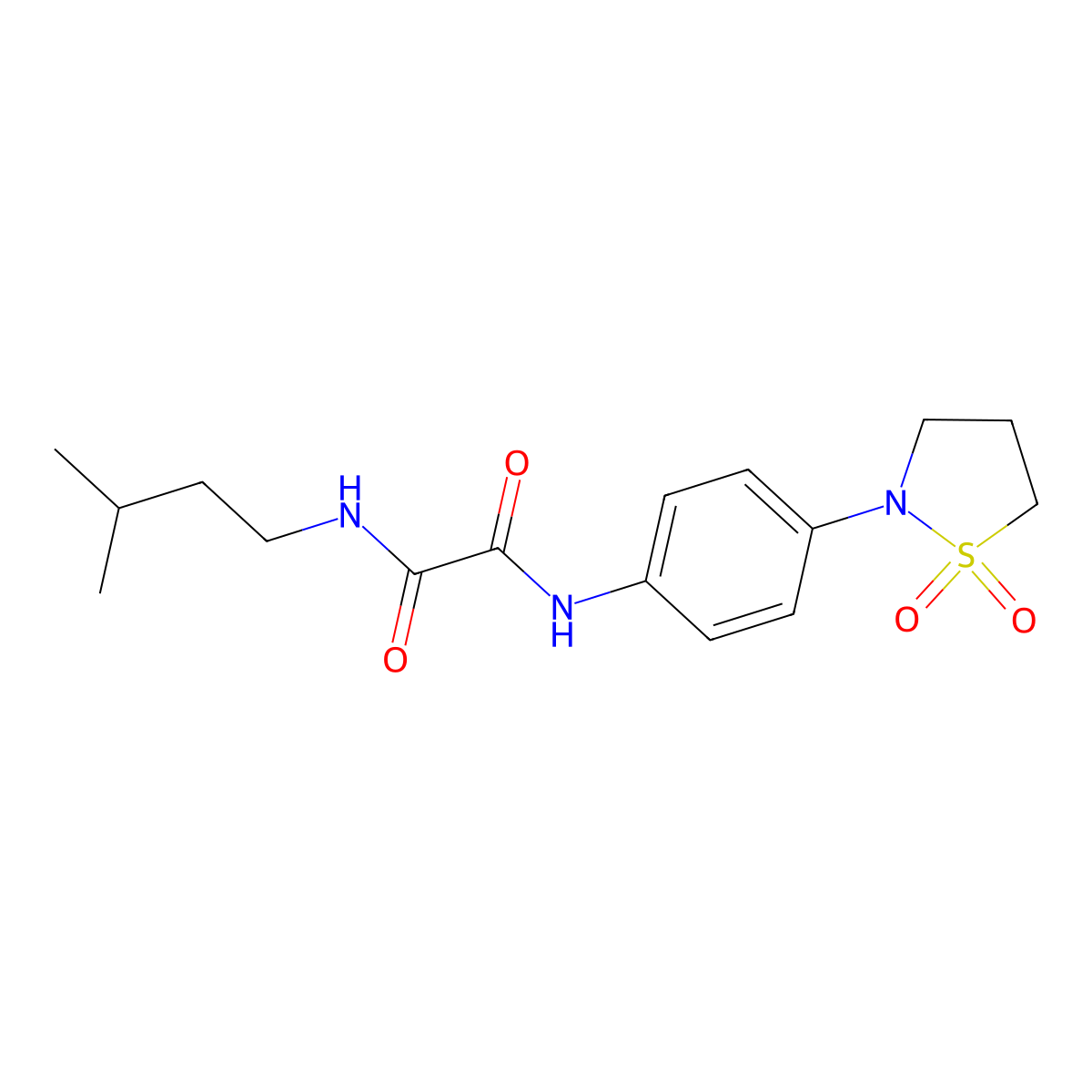 N'-[4-(1,1-dioxo-1,2-thiazolidin-2-yl)phenyl]-N-(3-methylbutyl)oxamide molecular structure, CAS 1105205-29-5