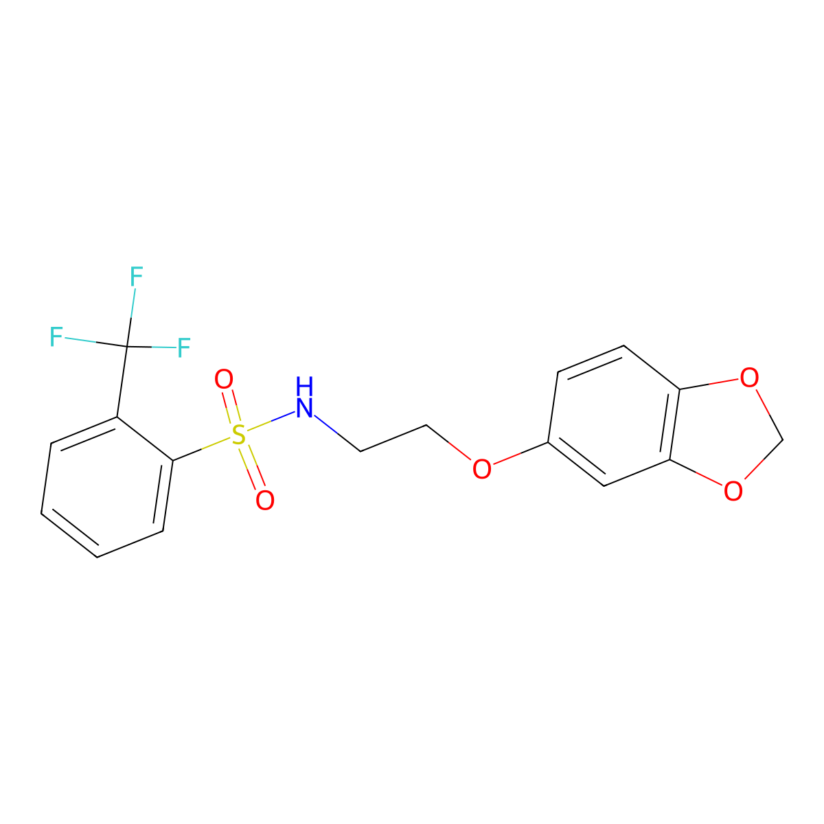 N-(2-(benzo[d][1,3]dioxol-5-yloxy)ethyl)-2-(trifluoromethyl)benzenesulfonamide molecular structure, CAS 1105205-31-9