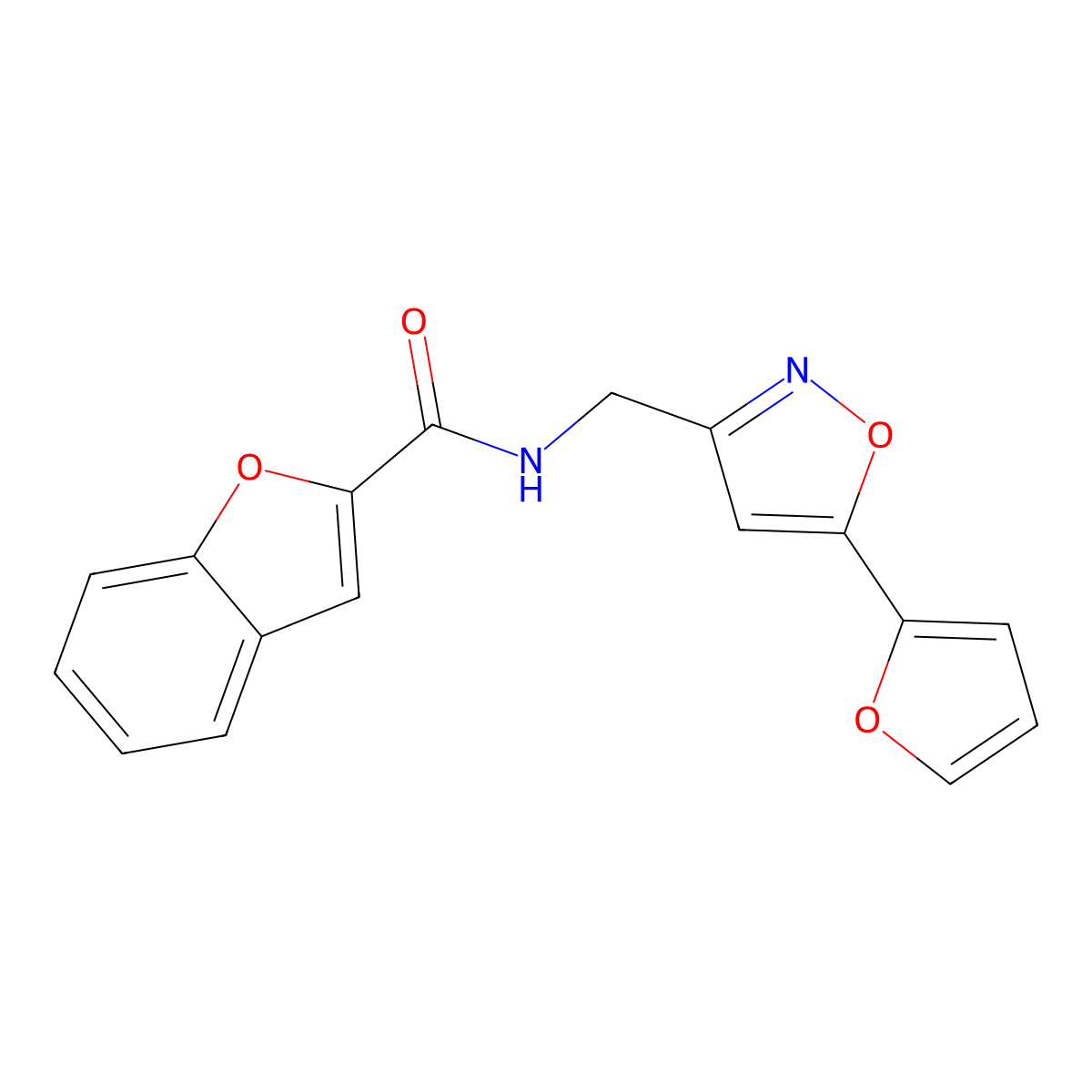 N-((5-(furan-2-yl)isoxazol-3-yl)methyl)benzofuran-2-carboxamide molecular structure, CAS 1105205-32-0