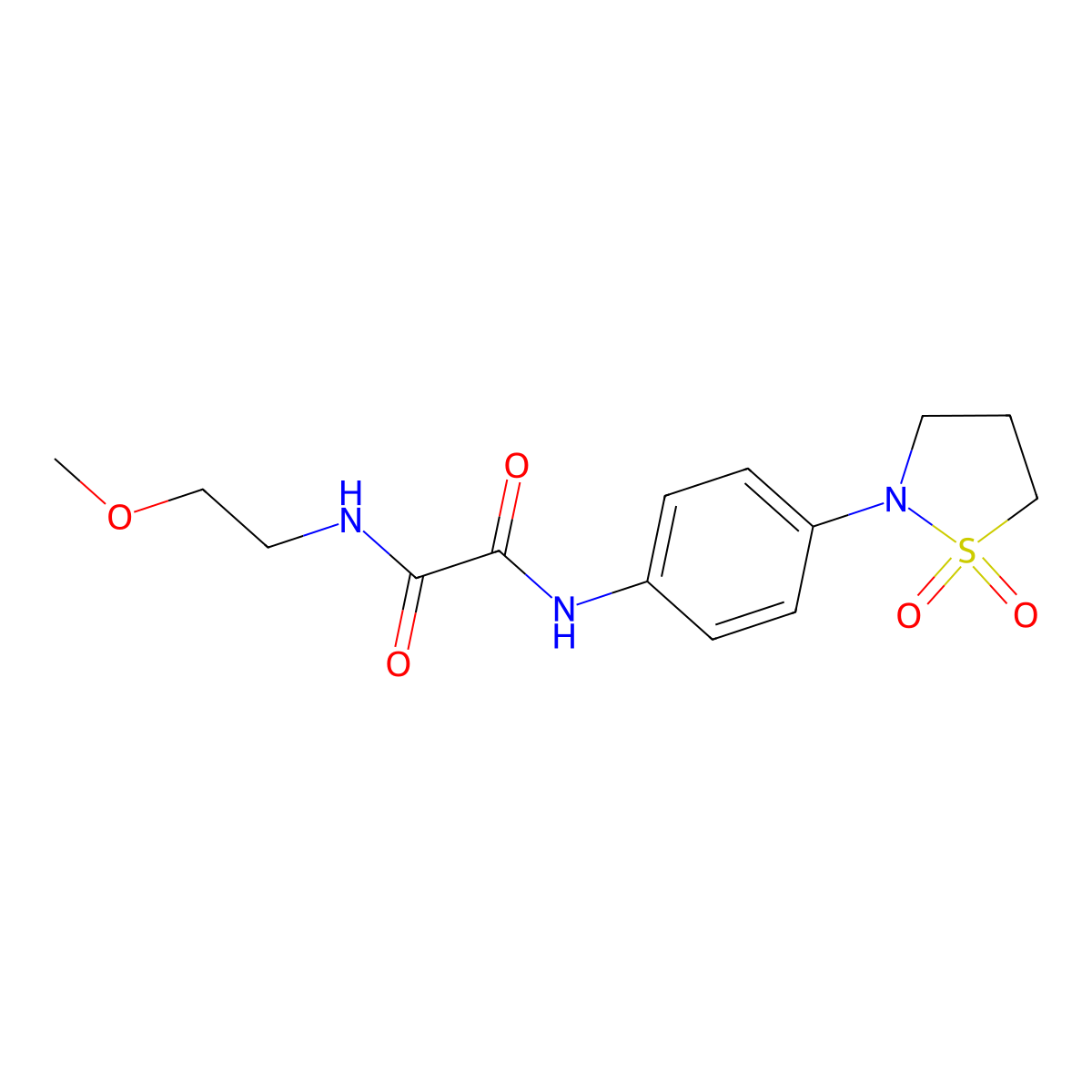 N1-(4-(1,1-dioxidoisothiazolidin-2-yl)phenyl)-N2-(2-methoxyethyl)oxalamide molecular structure, CAS 1105205-35-3