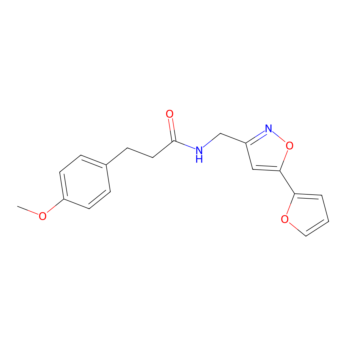 N-((5-(furan-2-yl)isoxazol-3-yl)methyl)-3-(4-methoxyphenyl)propanamide molecular structure, CAS 1105205-42-2