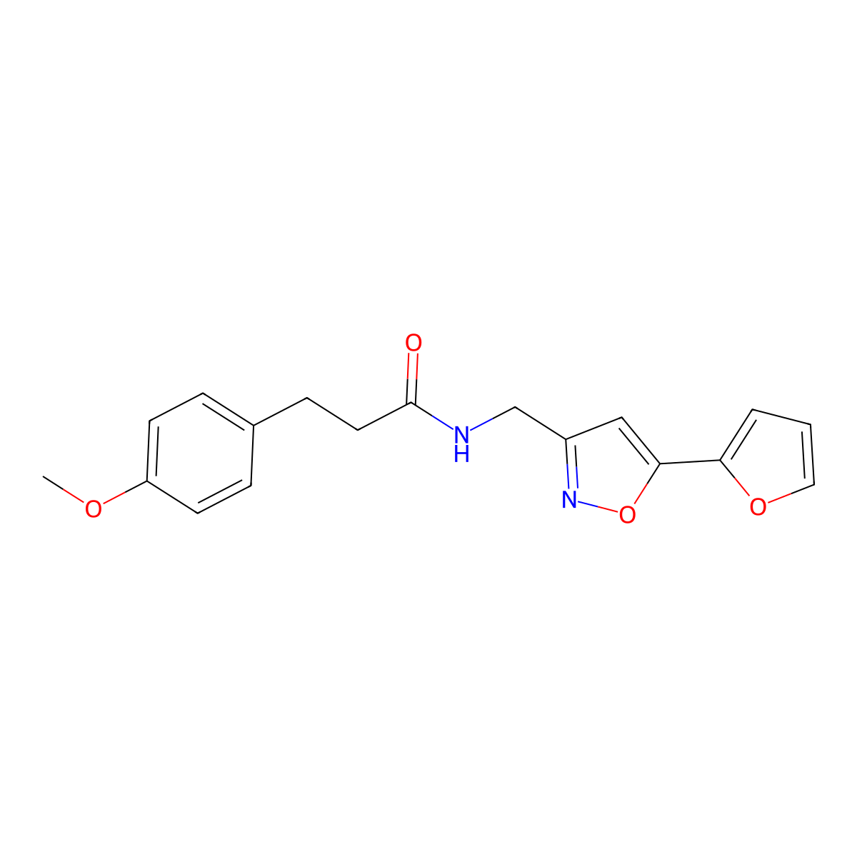 N-((5-(furan-2-yl)isoxazol-3-yl)methyl)-3-(4-methoxyphenyl)propanamide molecular structure, CAS 1105205-42-2