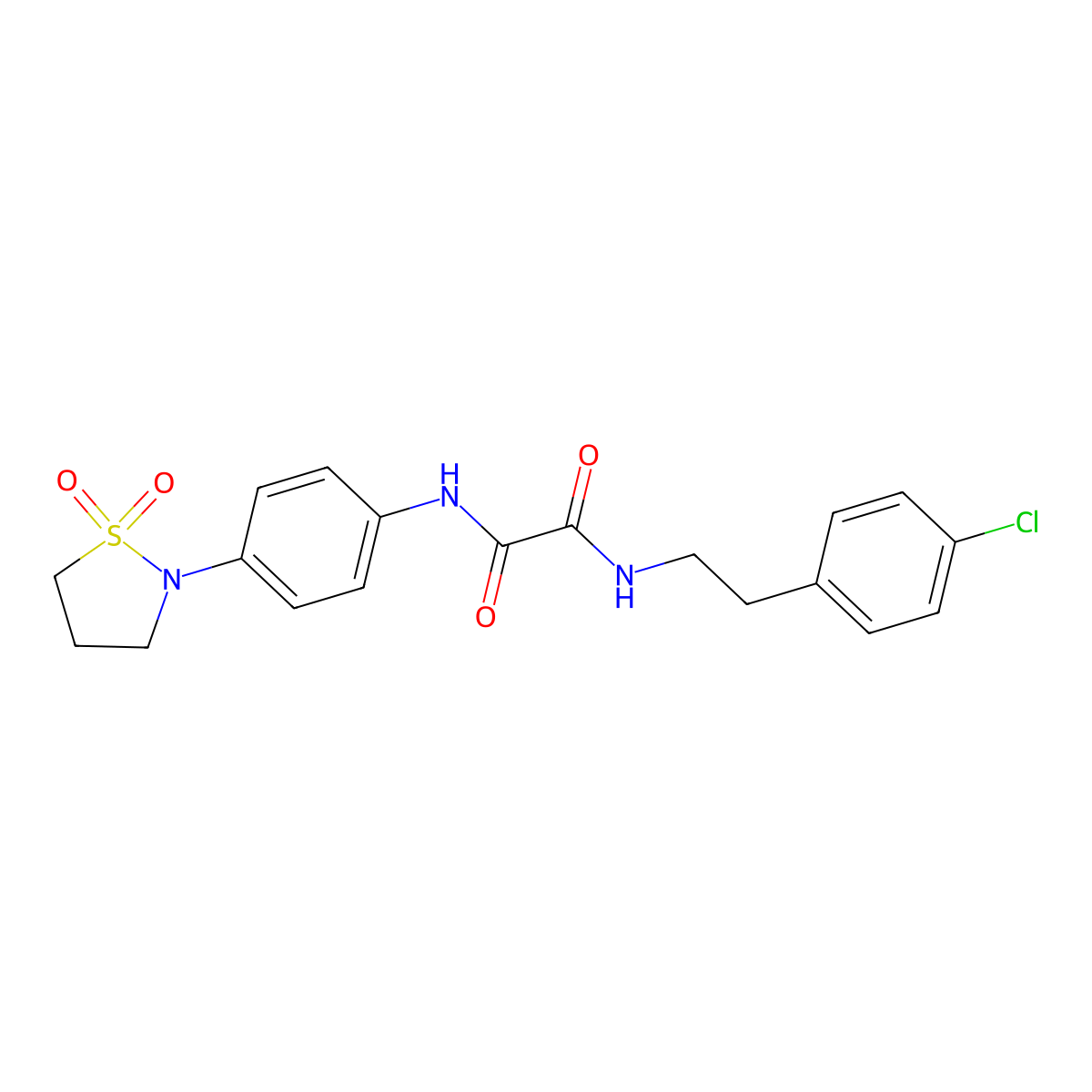 N1-(4-chlorophenethyl)-N2-(4-(1,1-dioxidoisothiazolidin-2-yl)phenyl)oxalamide molecular structure, CAS 1105205-45-5