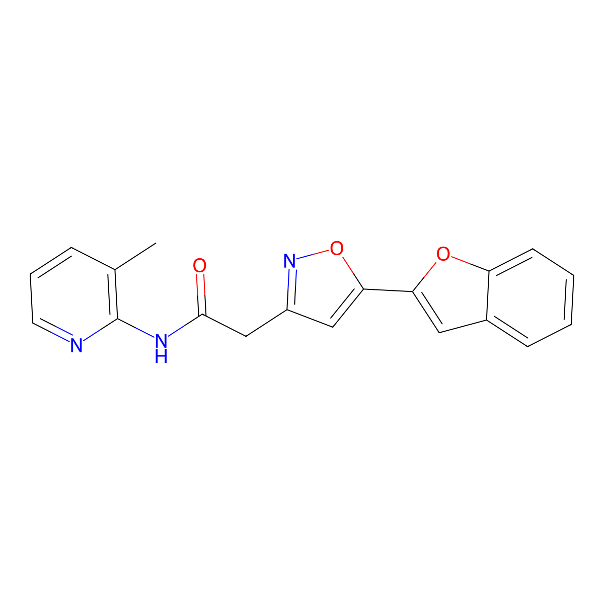 2-(5-(benzofuran-2-yl)isoxazol-3-yl)-N-(3-methylpyridin-2-yl)acetamide molecular structure, CAS 1105205-48-8