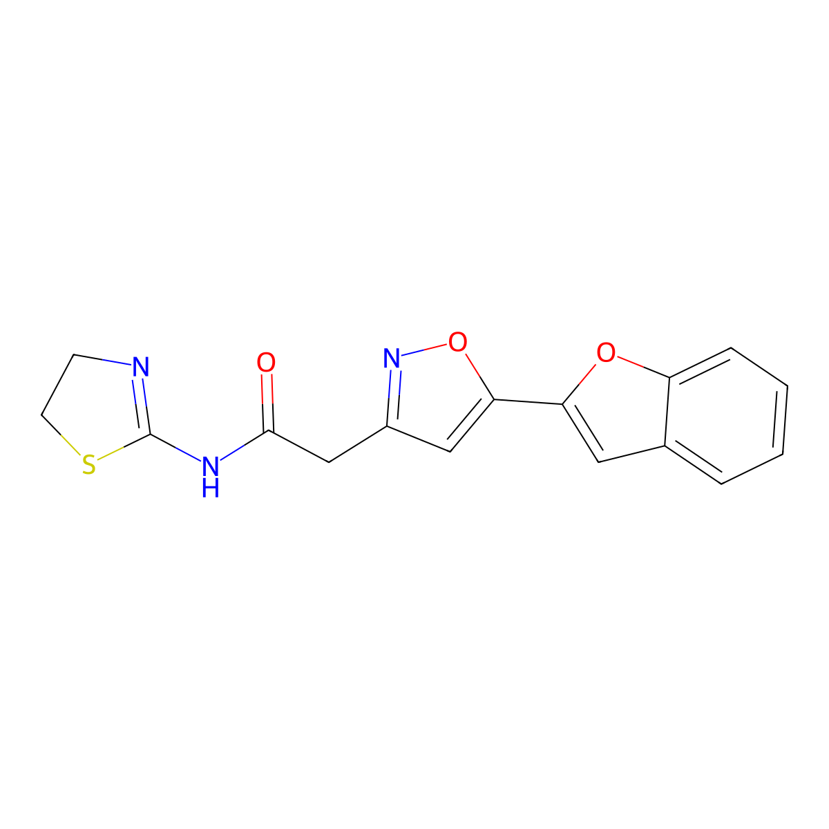 2-(5-(benzofuran-2-yl)isoxazol-3-yl)-N-(4,5-dihydrothiazol-2-yl)acetamide molecular structure, CAS 1105205-54-6