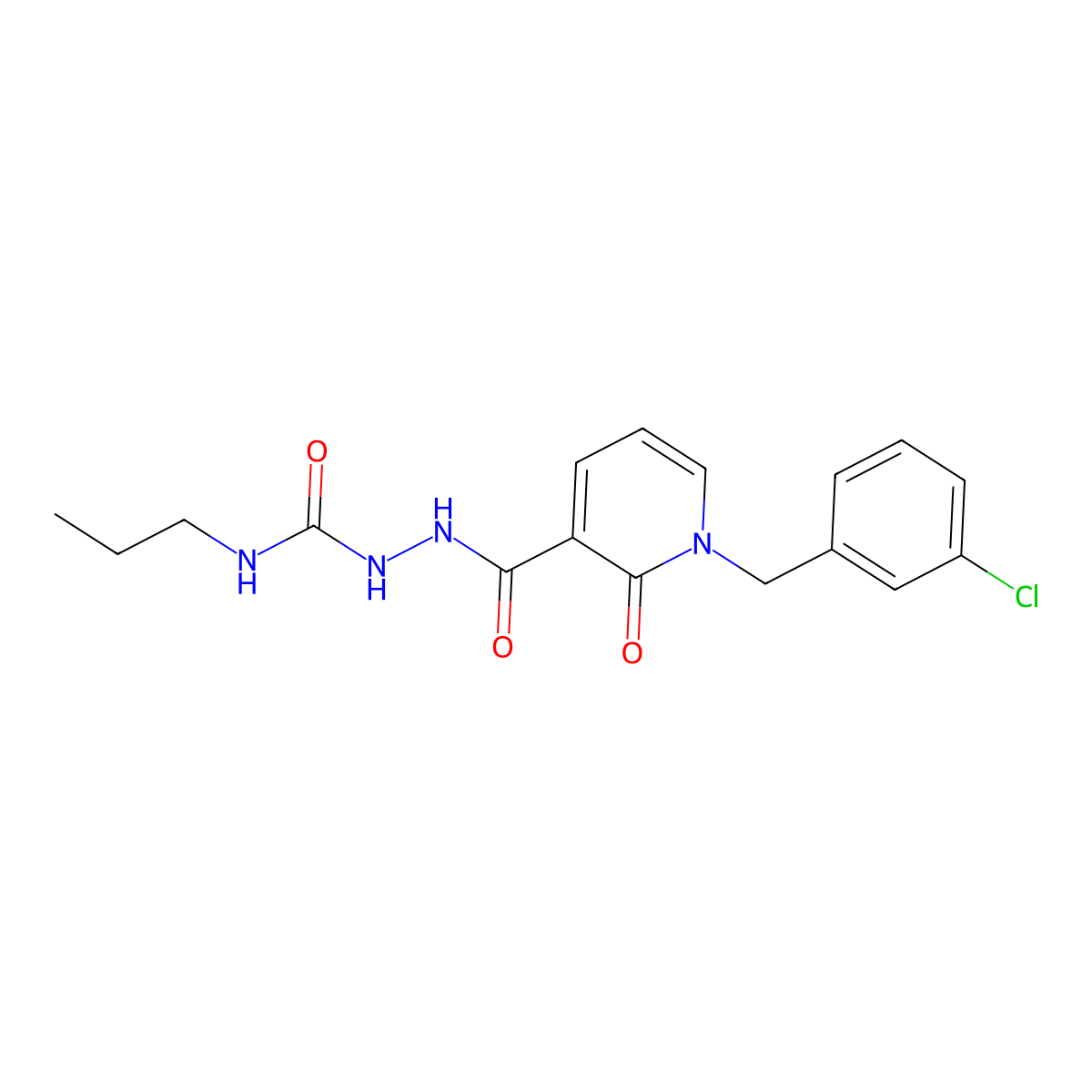 2-(1-(3-chlorobenzyl)-2-oxo-1,2-dihydropyridine-3-carbonyl)-N-propylhydrazinecarboxamide molecular structure, CAS 1105205-55-7