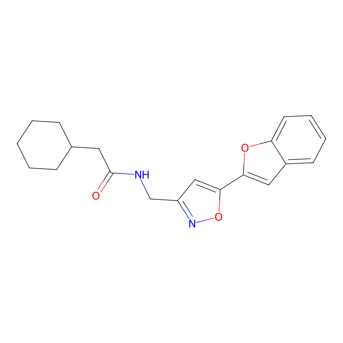 N-((5-(benzofuran-2-yl)isoxazol-3-yl)methyl)-2-cyclohexylacetamide molecular structure, CAS 1105205-58-0