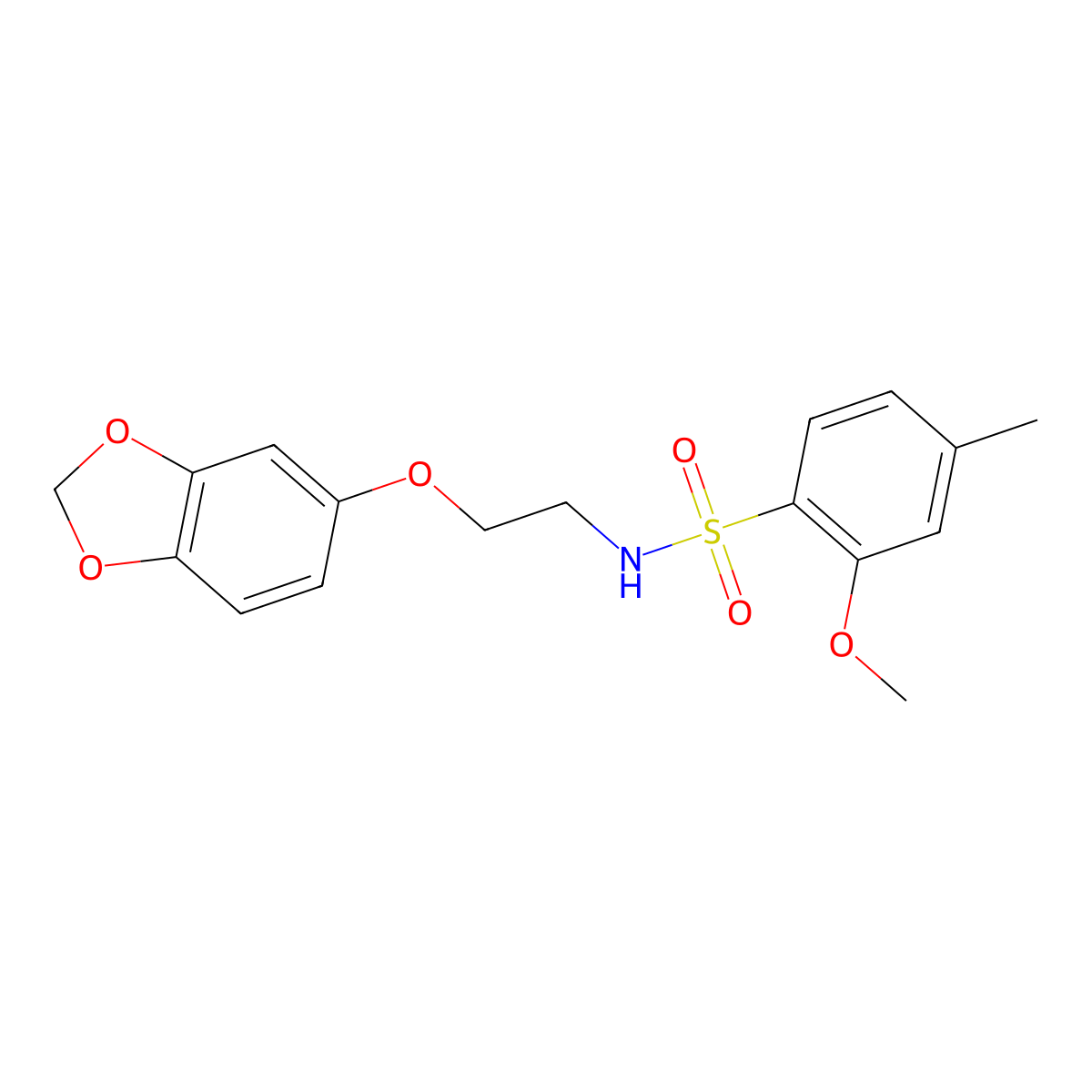 N-(2-(benzo[d][1,3]dioxol-5-yloxy)ethyl)-2-methoxy-4-methylbenzenesulfonamide molecular structure, CAS 1105205-61-5
