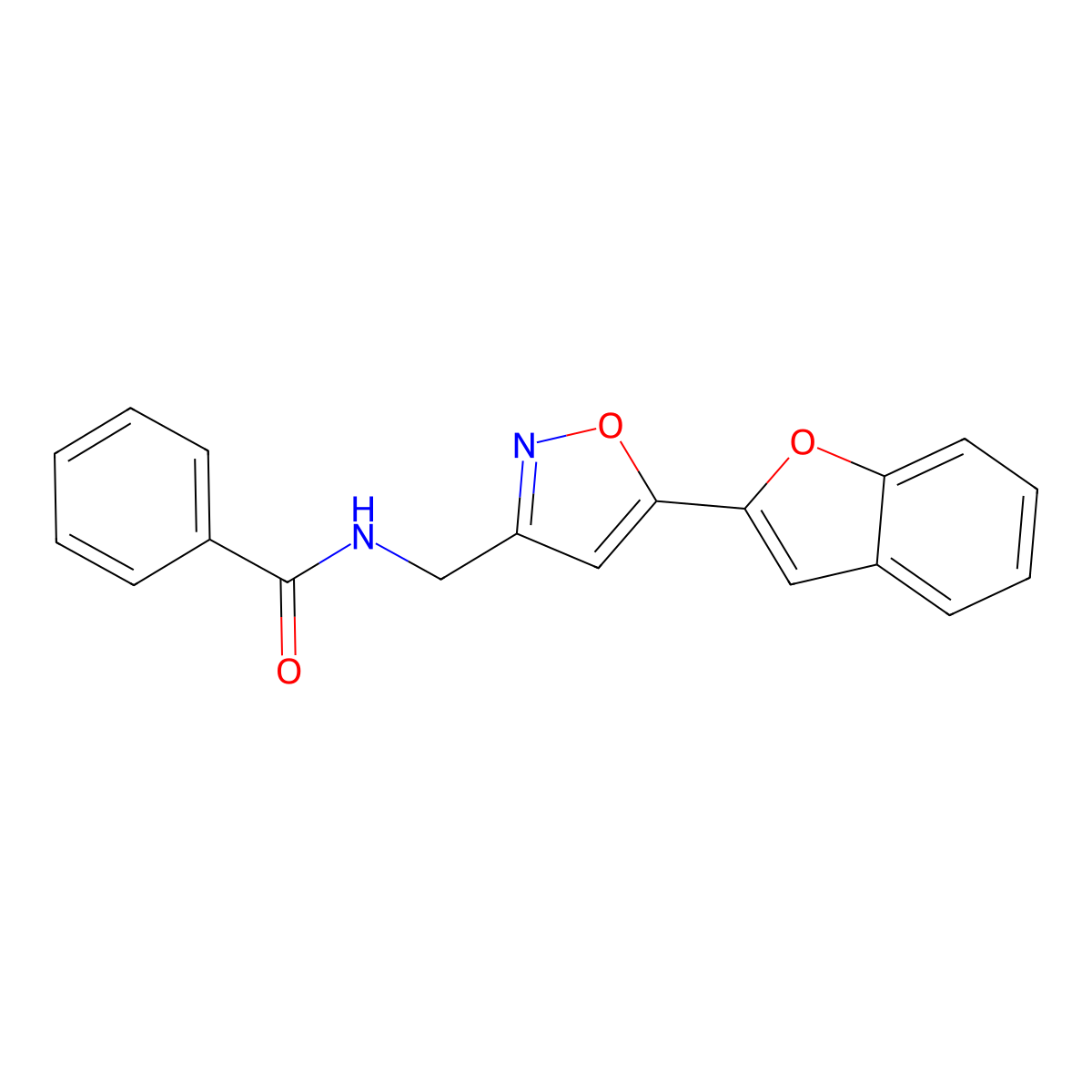 N-((5-(benzofuran-2-yl)isoxazol-3-yl)methyl)benzamide molecular structure, CAS 1105205-64-8