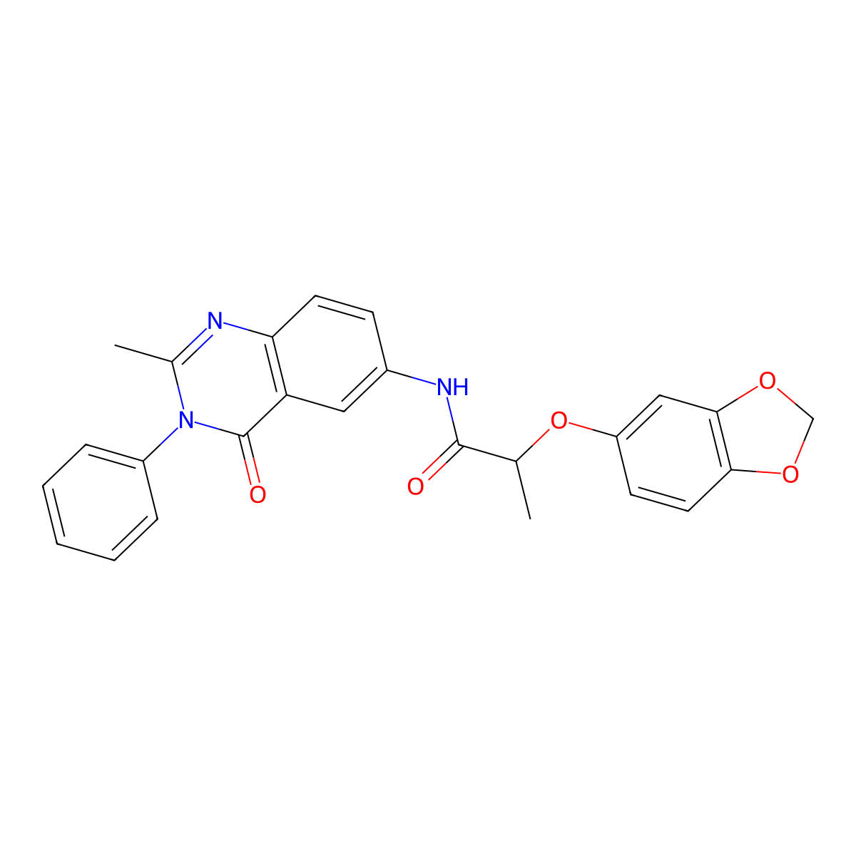 2-(benzo[d][1,3]dioxol-5-yloxy)-N-(2-methyl-4-oxo-3-phenyl-3,4-dihydroquinazolin-6-yl)propanamide molecular structure, CAS 1105205-67-1