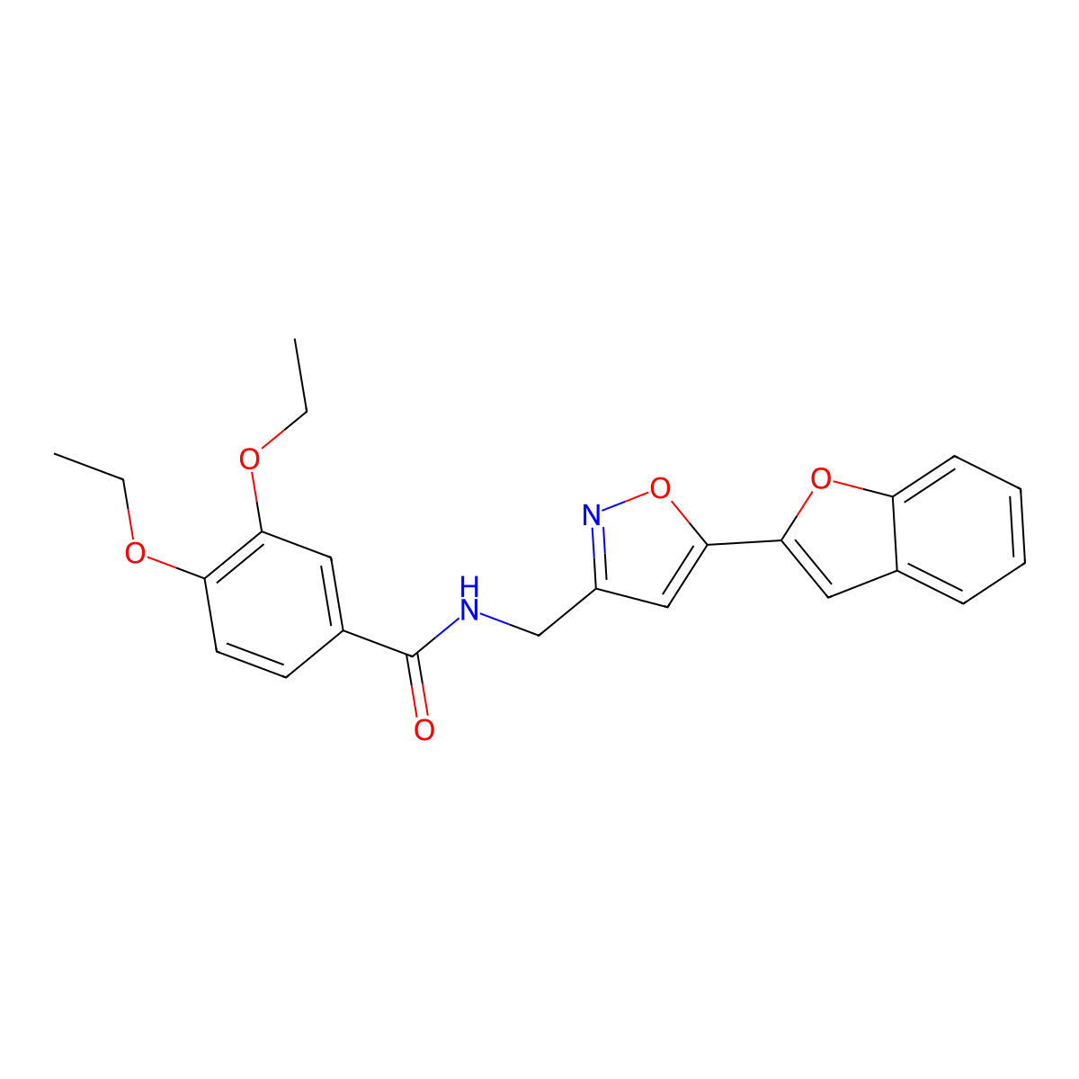N-((5-(benzofuran-2-yl)isoxazol-3-yl)methyl)-3,4-diethoxybenzamide molecular structure, CAS 1105205-70-6