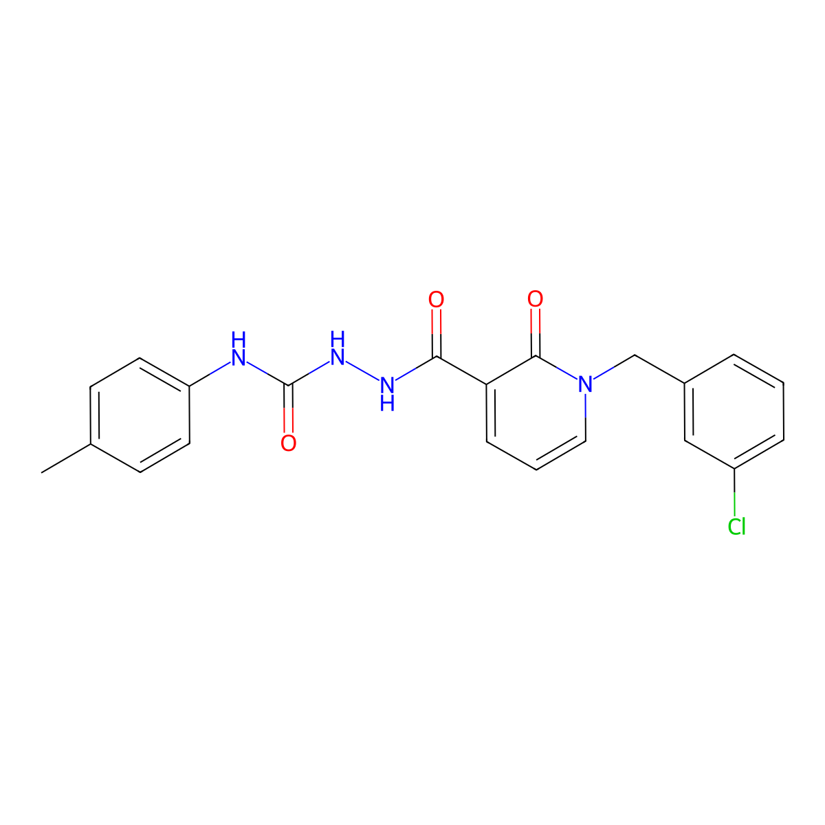 2-(1-(3-chlorobenzyl)-2-oxo-1,2-dihydropyridine-3-carbonyl)-N-(p-tolyl)hydrazinecarboxamide molecular structure, CAS 1105205-72-8