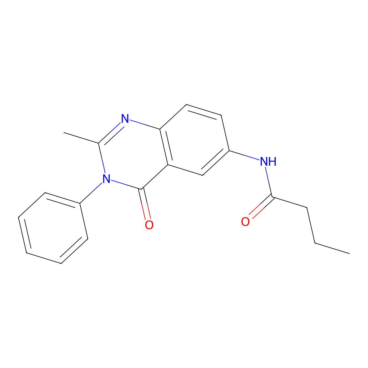 N-(2-methyl-4-oxo-3-phenyl-3,4-dihydroquinazolin-6-yl)butanamide molecular structure, CAS 1105205-73-9