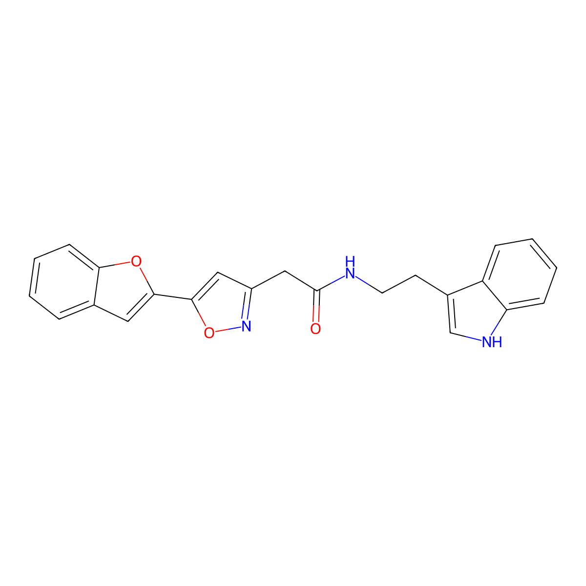 N-(2-(1H-indol-3-yl)ethyl)-2-(5-(benzofuran-2-yl)isoxazol-3-yl)acetamide molecular structure, CAS 1105205-83-1