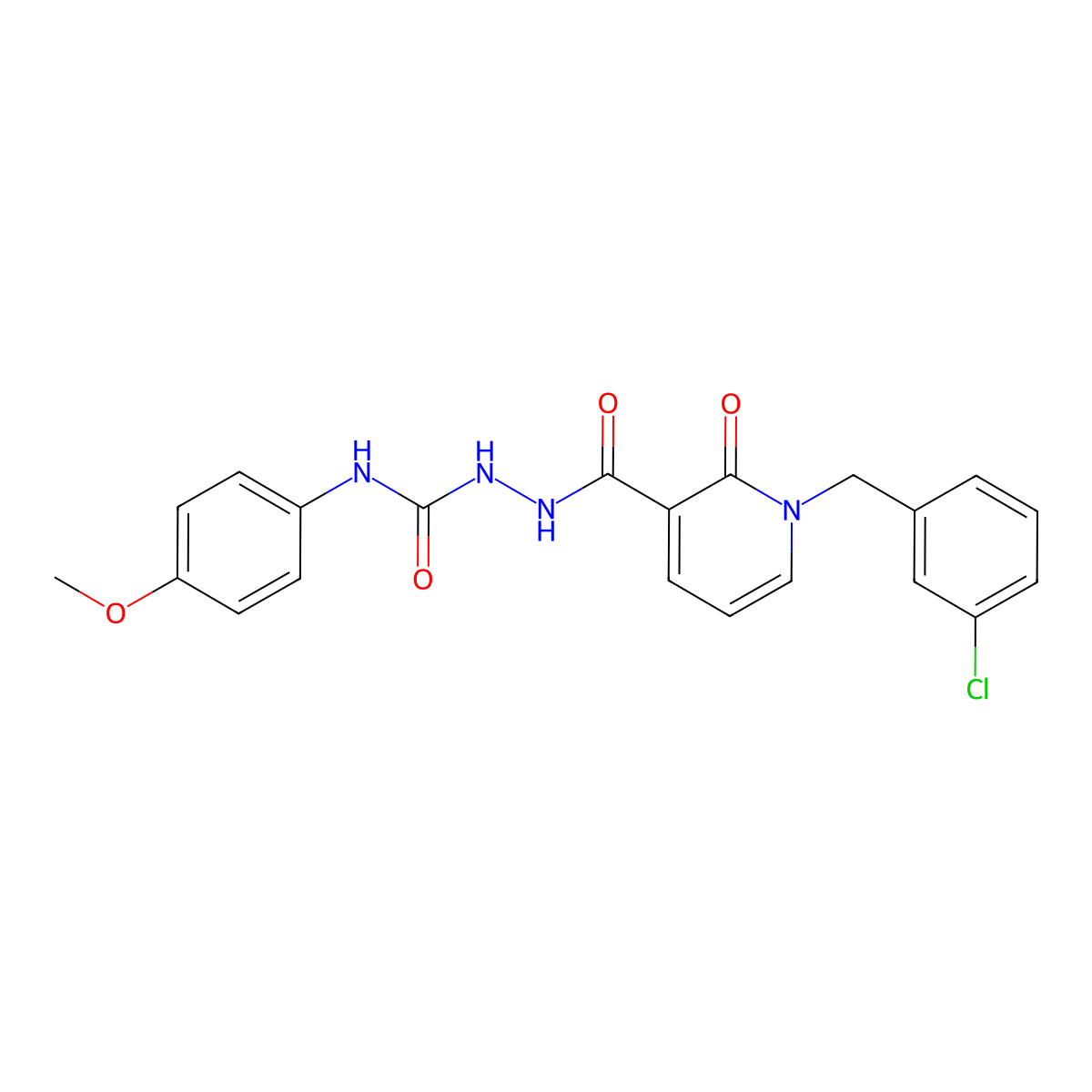 2-(1-(3-chlorobenzyl)-2-oxo-1,2-dihydropyridine-3-carbonyl)-N-(4-methoxyphenyl)hydrazinecarboxamide molecular structure, CAS 1105205-84-2