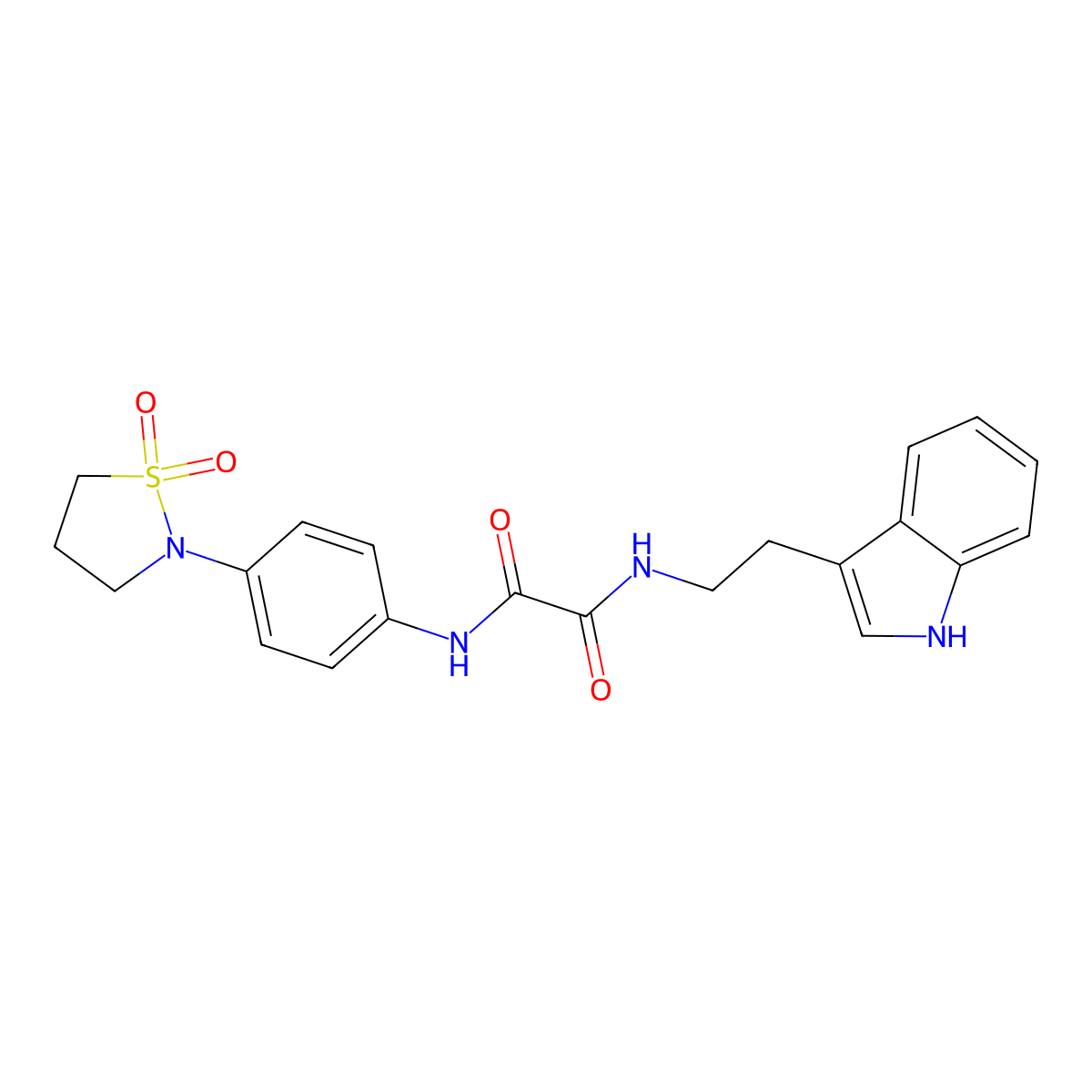 N1-(2-(1H-indol-3-yl)ethyl)-N2-(4-(1,1-dioxidoisothiazolidin-2-yl)phenyl)oxalamide molecular structure, CAS 1105205-87-5