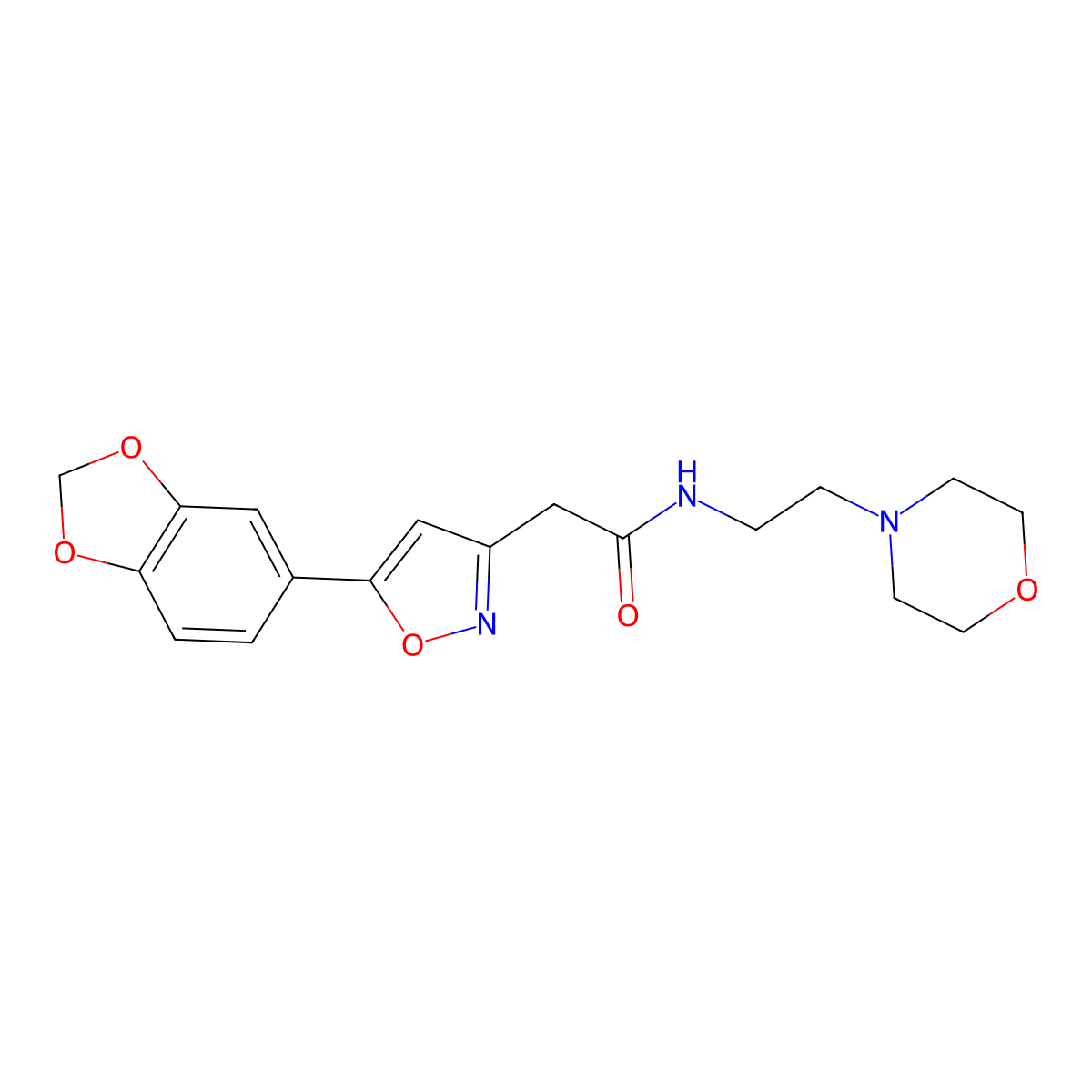 2-(5-(benzo[d][1,3]dioxol-5-yl)isoxazol-3-yl)-N-(2-morpholinoethyl)acetamide molecular structure, CAS 1105205-89-7