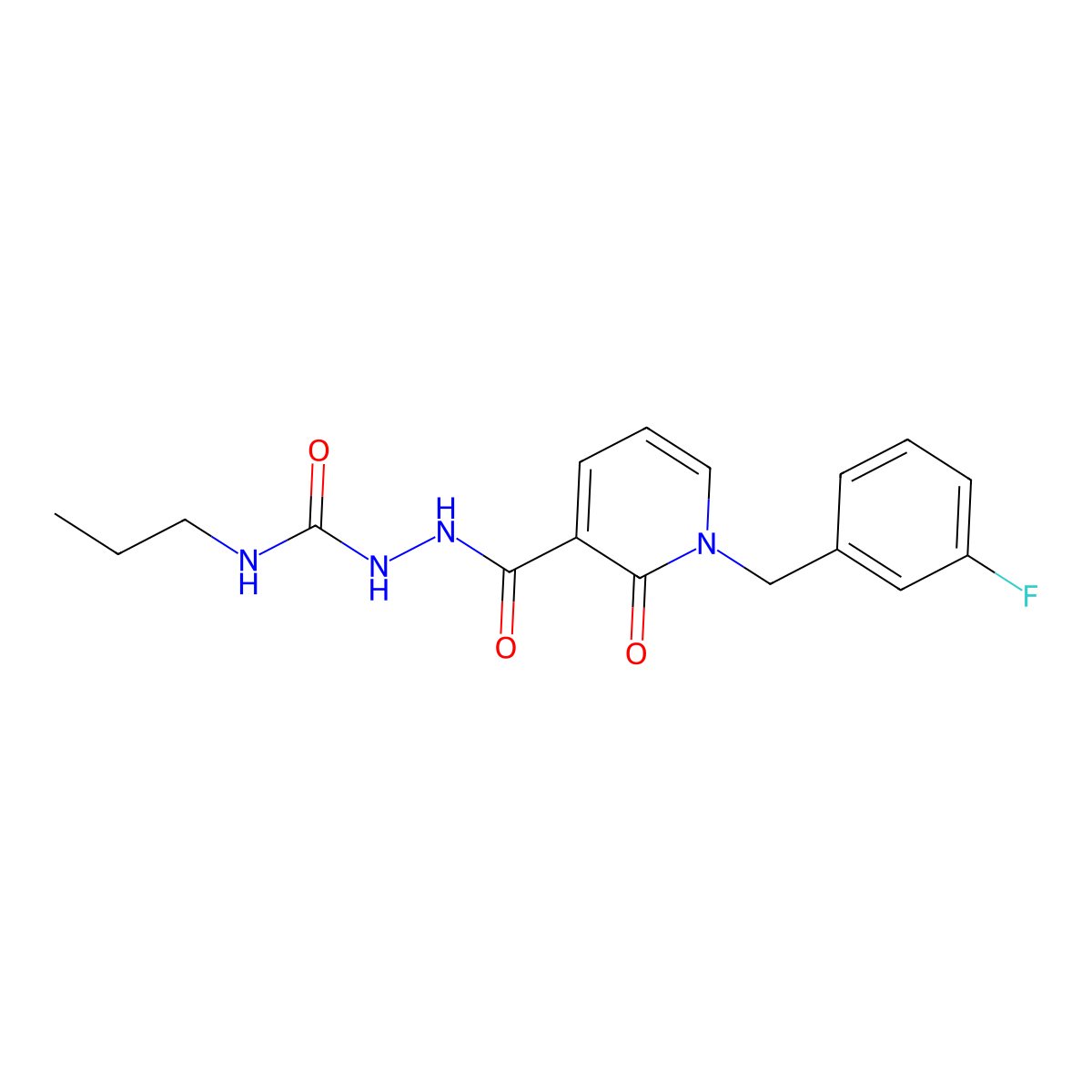 1-[(3-fluorophenyl)methyl]-2-oxo-N-[(propylcarbamoyl)amino]-1,2-dihydropyridine-3-carboxamide molecular structure, CAS 1105205-90-0