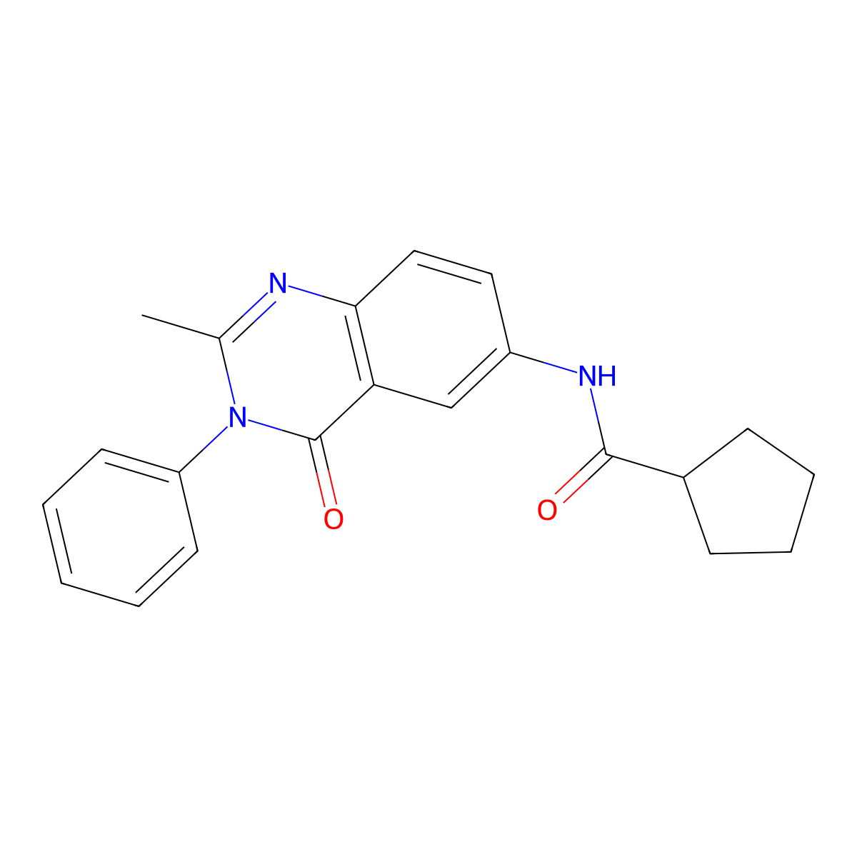 N-(2-methyl-4-oxo-3-phenyl-3,4-dihydroquinazolin-6-yl)cyclopentanecarboxamide molecular structure, CAS 1105205-91-1