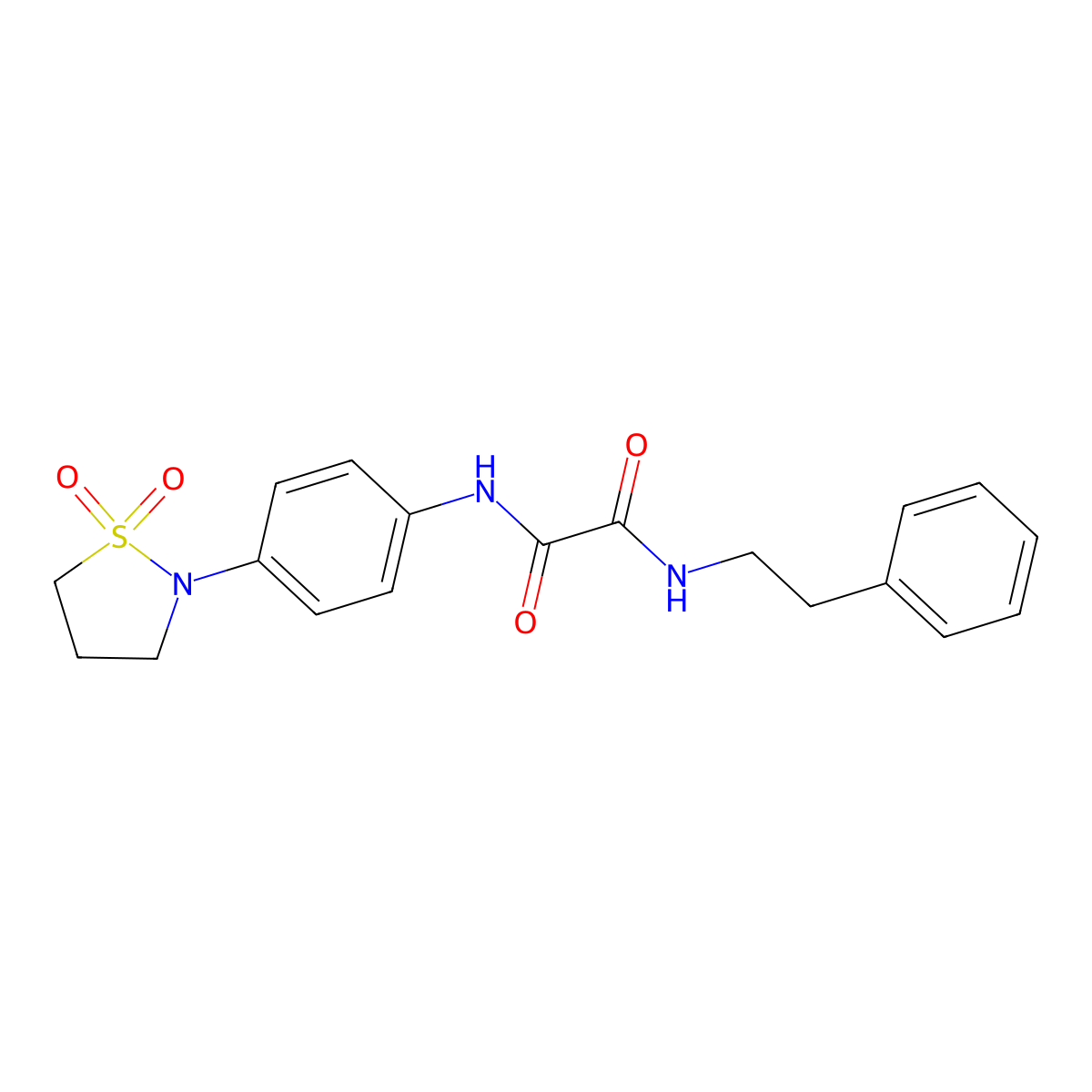 N1-(4-(1,1-dioxidoisothiazolidin-2-yl)phenyl)-N2-phenethyloxalamide molecular structure, CAS 1105205-93-3