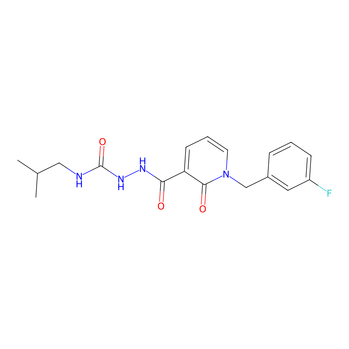 2-(1-(3-fluorobenzyl)-2-oxo-1,2-dihydropyridine-3-carbonyl)-N-isobutylhydrazinecarboxamide molecular structure, CAS 1105205-96-6