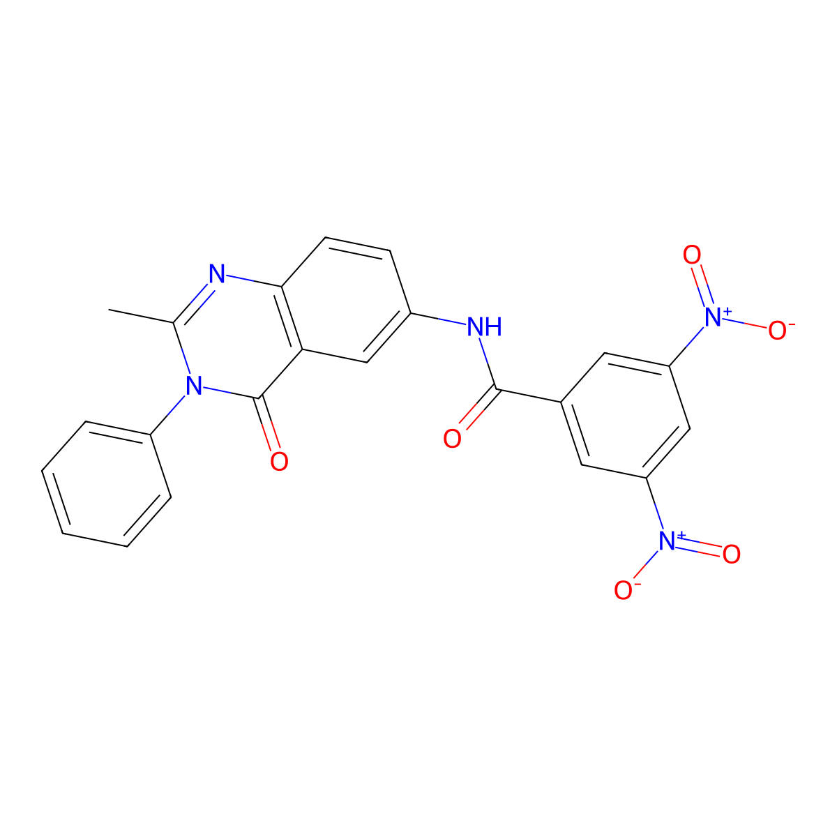 N-(2-methyl-4-oxo-3-phenyl-3,4-dihydroquinazolin-6-yl)-3,5-dinitrobenzamide molecular structure, CAS 1105205-97-7