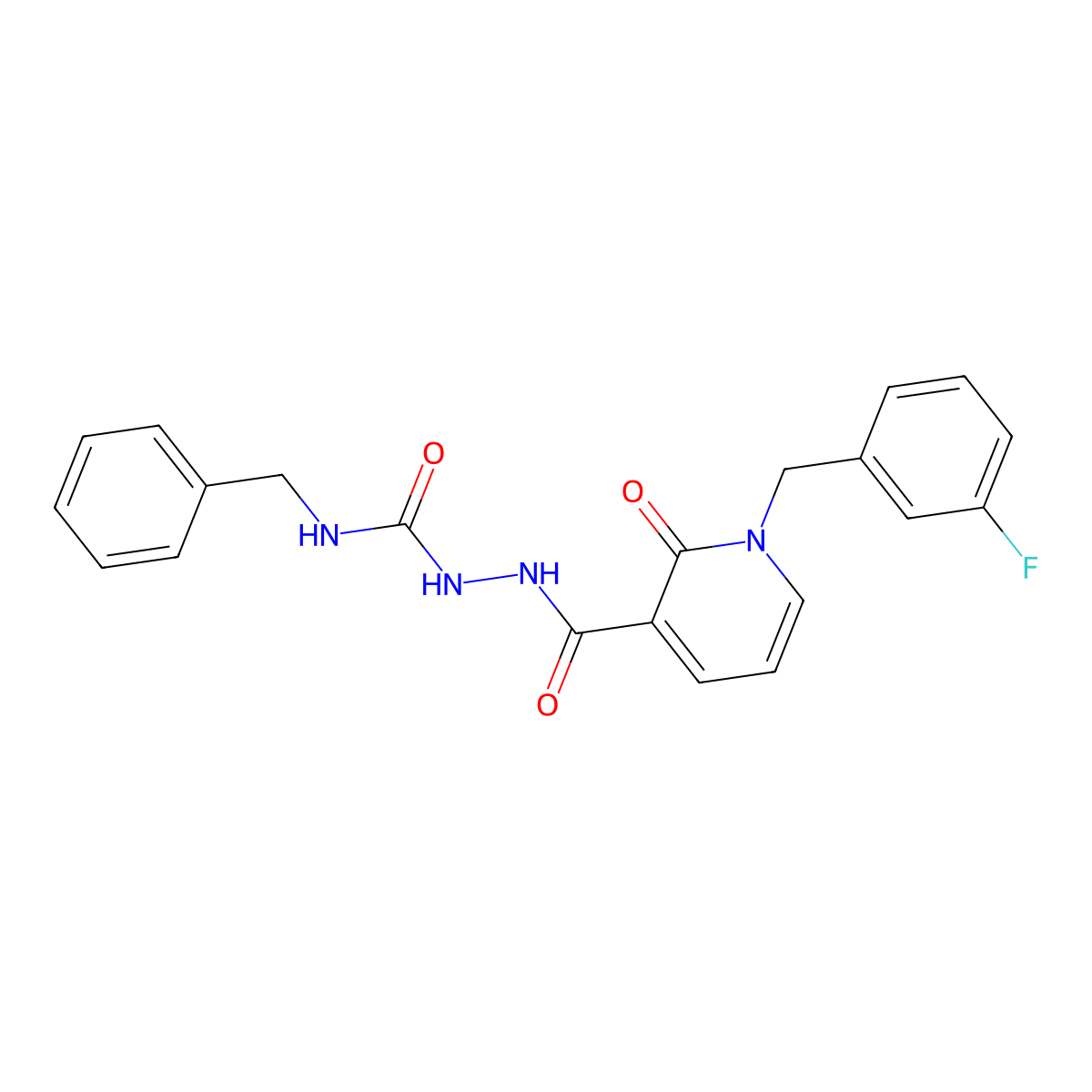 N-benzyl-2-(1-(3-fluorobenzyl)-2-oxo-1,2-dihydropyridine-3-carbonyl)hydrazinecarboxamide molecular structure, CAS 1105206-02-7