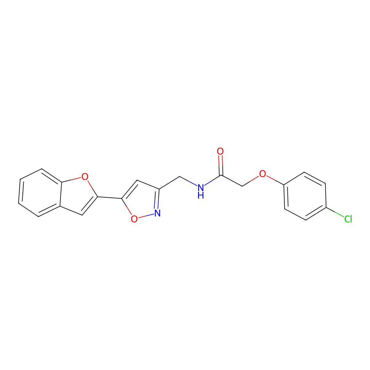 N-((5-(benzofuran-2-yl)isoxazol-3-yl)methyl)-2-(4-chlorophenoxy)acetamide molecular structure, CAS 1105206-06-1