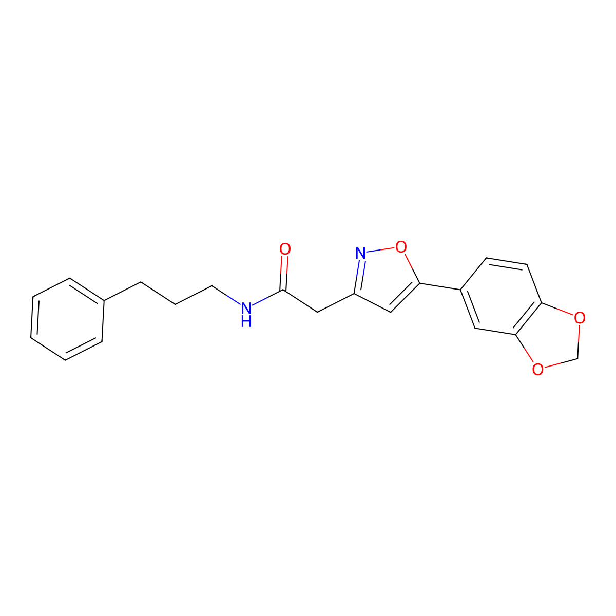 2-(5-(benzo[d][1,3]dioxol-5-yl)isoxazol-3-yl)-N-(3-phenylpropyl)acetamide molecular structure, CAS 1105206-13-0