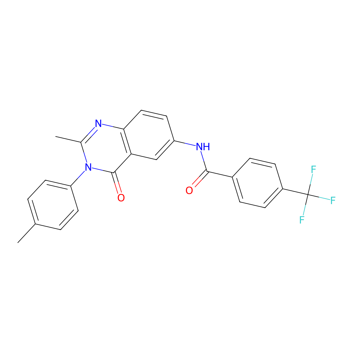 N-(2-methyl-4-oxo-3-(p-tolyl)-3,4-dihydroquinazolin-6-yl)-4-(trifluoromethyl)benzamide molecular structure, CAS 1105206-15-2