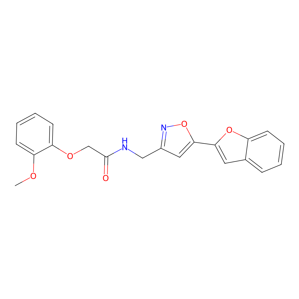 N-((5-(benzofuran-2-yl)isoxazol-3-yl)methyl)-2-(2-methoxyphenoxy)acetamide molecular structure, CAS 1105206-18-5