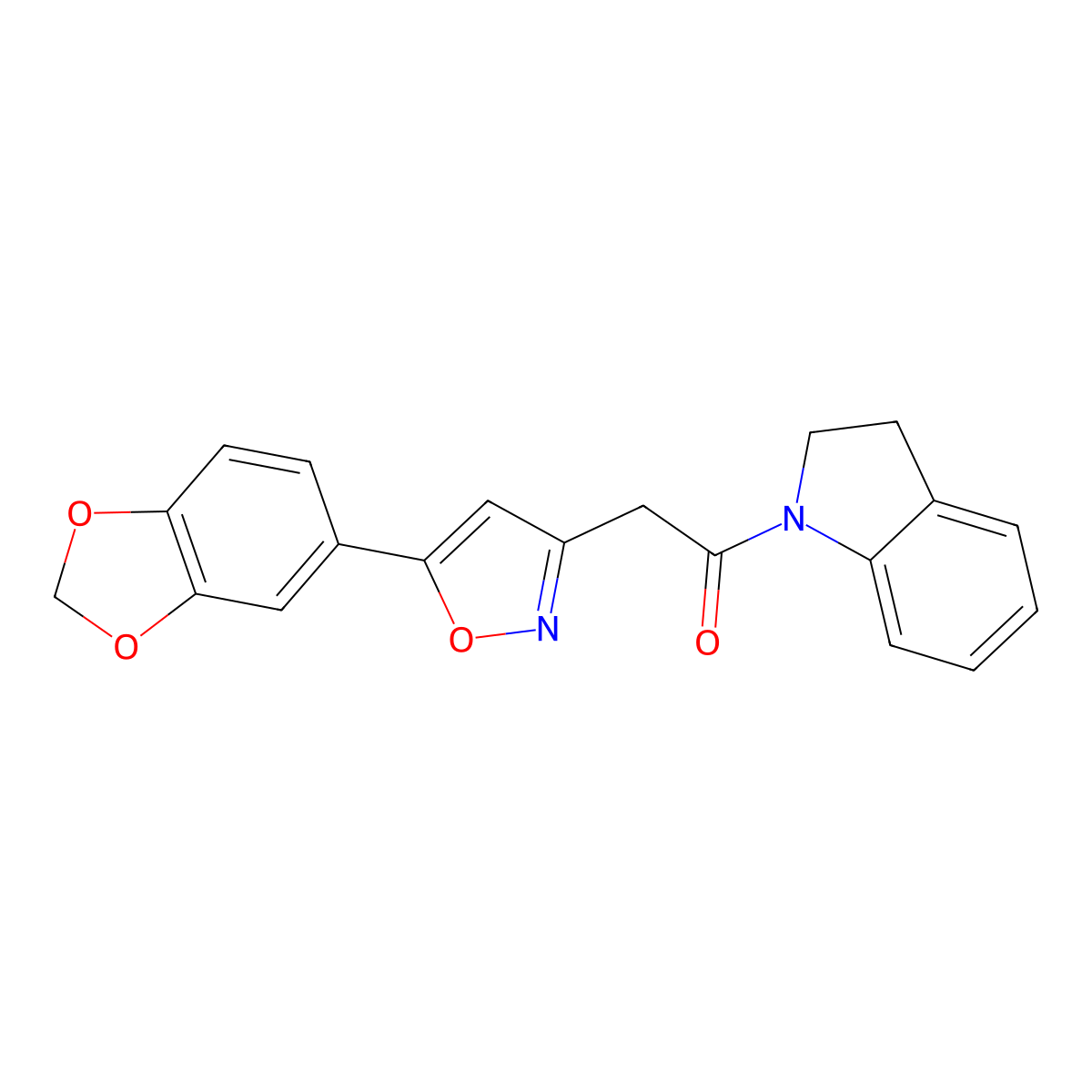 2-(5-(Benzo[d][1,3]dioxol-5-yl)isoxazol-3-yl)-1-(indolin-1-yl)ethanone molecular structure, CAS 1105206-19-6