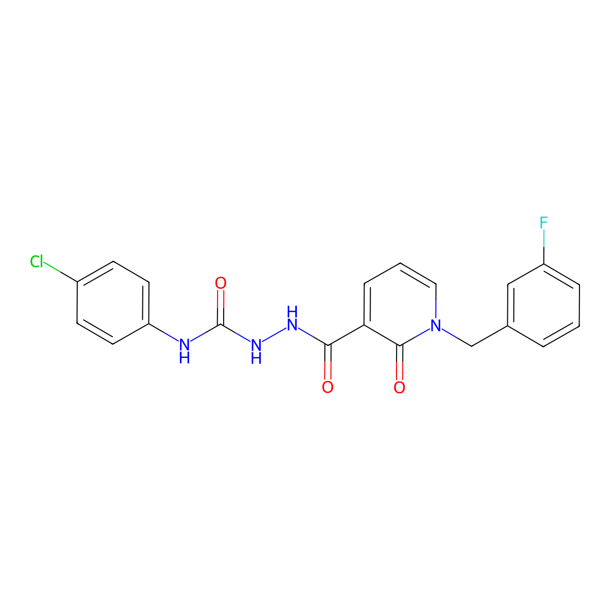 N-(4-chlorophenyl)-2-(1-(3-fluorobenzyl)-2-oxo-1,2-dihydropyridine-3-carbonyl)hydrazinecarboxamide molecular structure, CAS 1105206-20-9