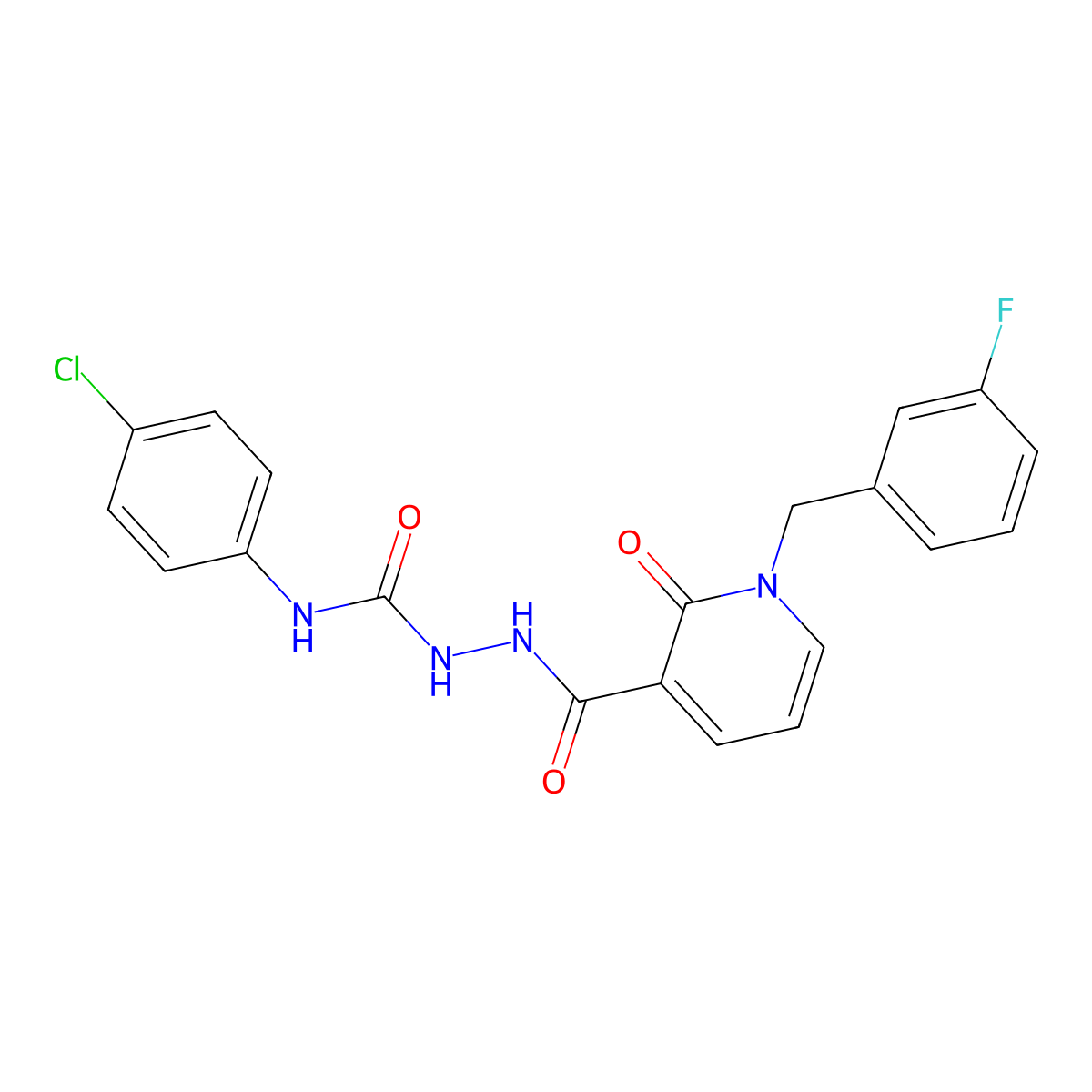 N-(4-chlorophenyl)-2-(1-(3-fluorobenzyl)-2-oxo-1,2-dihydropyridine-3-carbonyl)hydrazinecarboxamide molecular structure, CAS 1105206-20-9