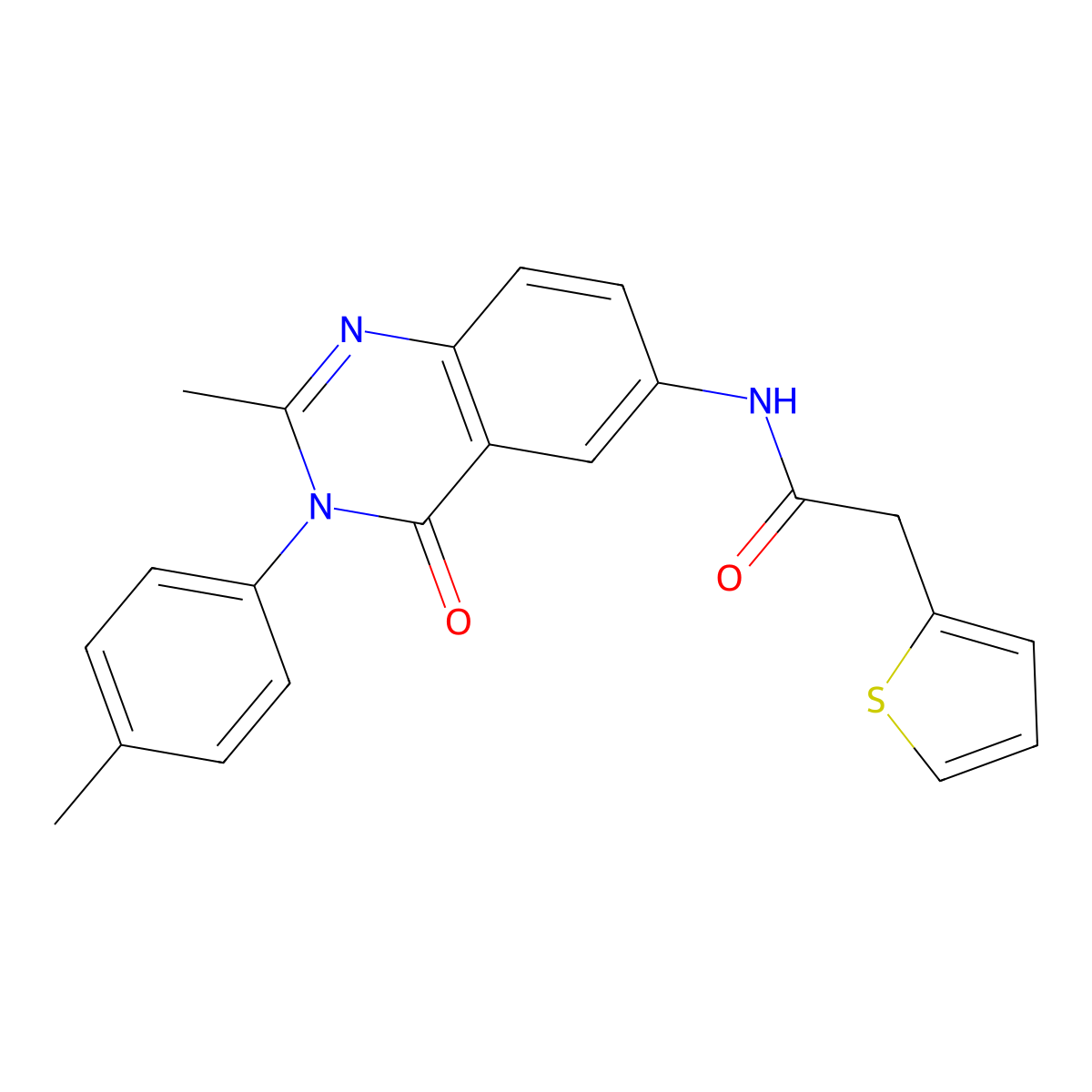 N-(2-methyl-4-oxo-3-(p-tolyl)-3,4-dihydroquinazolin-6-yl)-2-(thiophen-2-yl)acetamide molecular structure, CAS 1105206-21-0