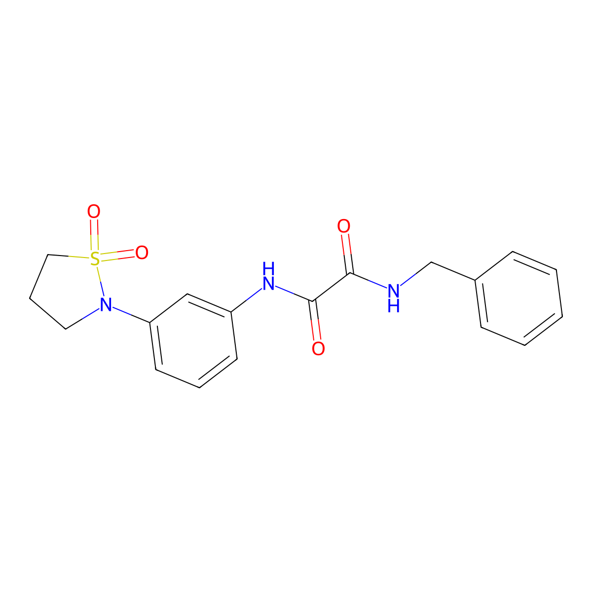 N1-benzyl-N2-(3-(1,1-dioxidoisothiazolidin-2-yl)phenyl)oxalamide molecular structure, CAS 1105206-23-2