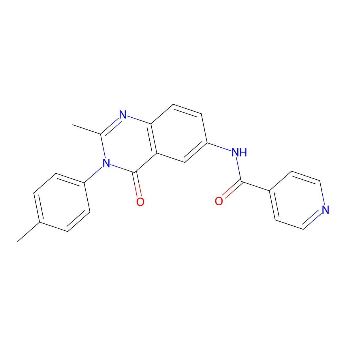 N-(2-methyl-4-oxo-3-(p-tolyl)-3,4-dihydroquinazolin-6-yl)isonicotinamide molecular structure, CAS 1105206-28-7